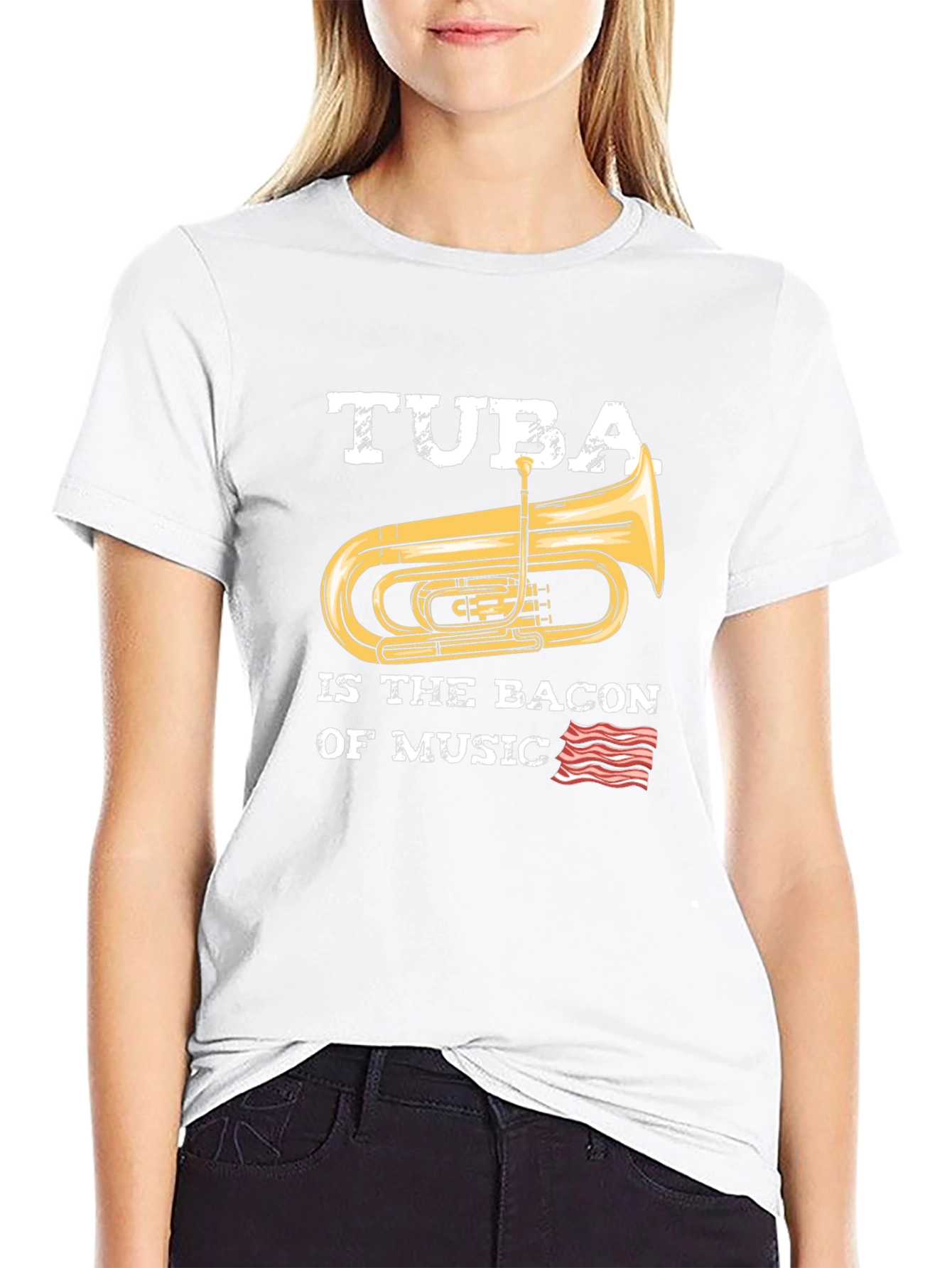 Tuba is the Bacon of Music Black T-Shirt