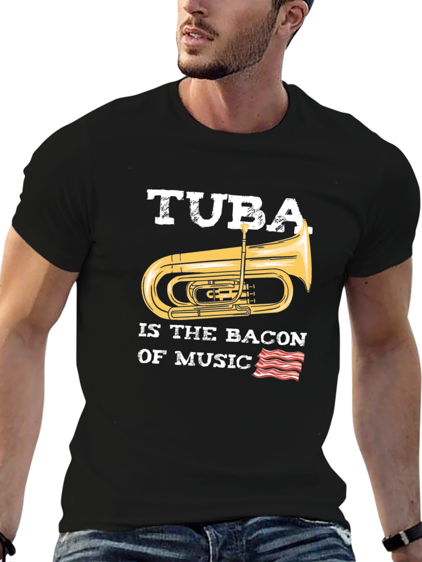 Tuba is the Bacon of Music Black T-Shirt