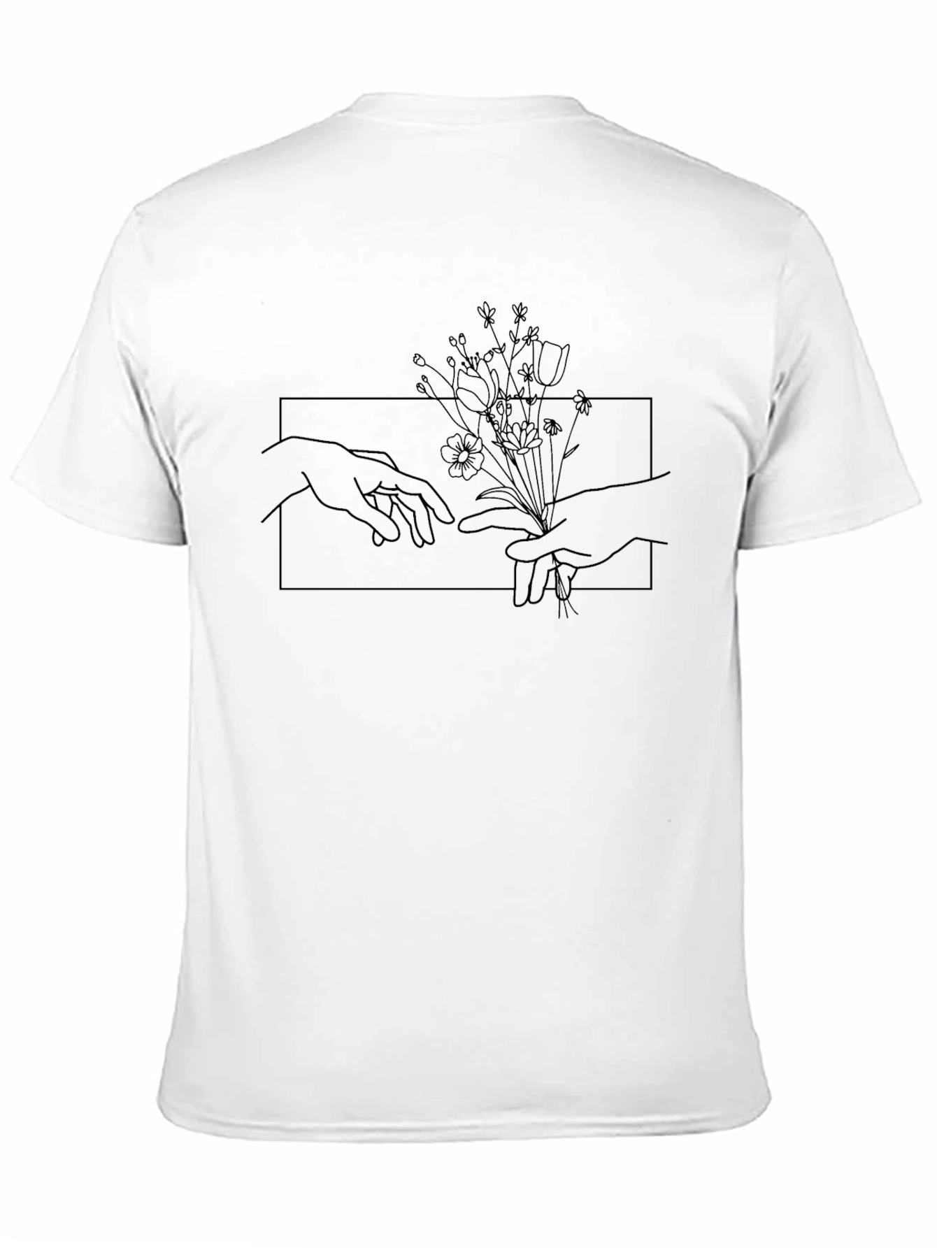 Artistic Floral Hand Graphic Black T-Shirt