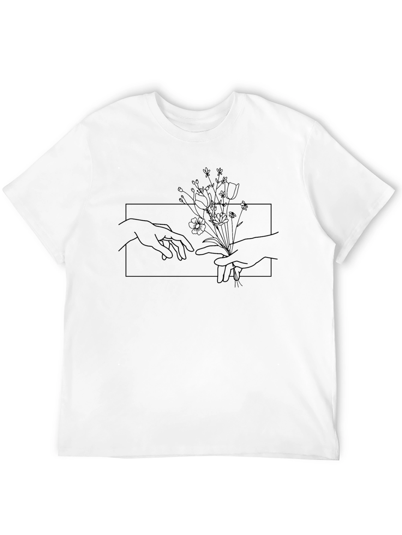 Artistic Floral Hand Graphic Black T-Shirt