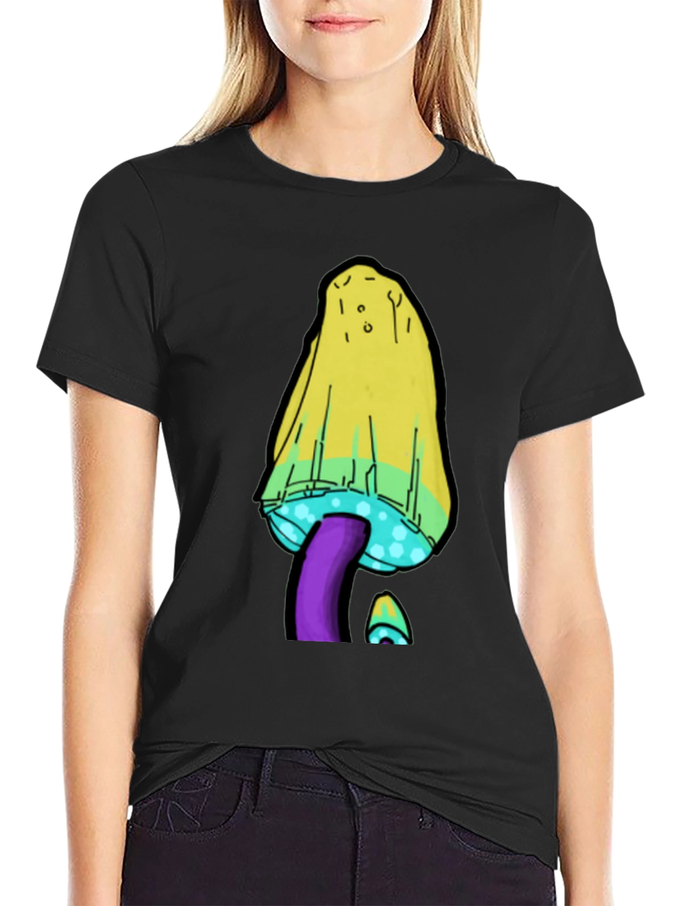 Psychedelic Mushroom T-Shirt - Black