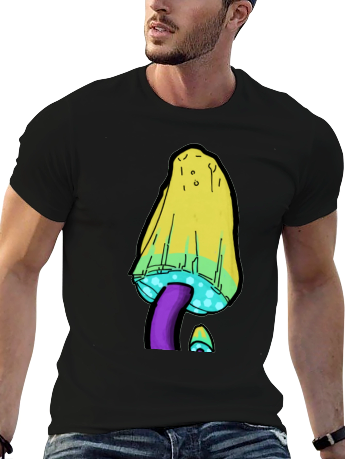 Psychedelic Mushroom T-Shirt - Black