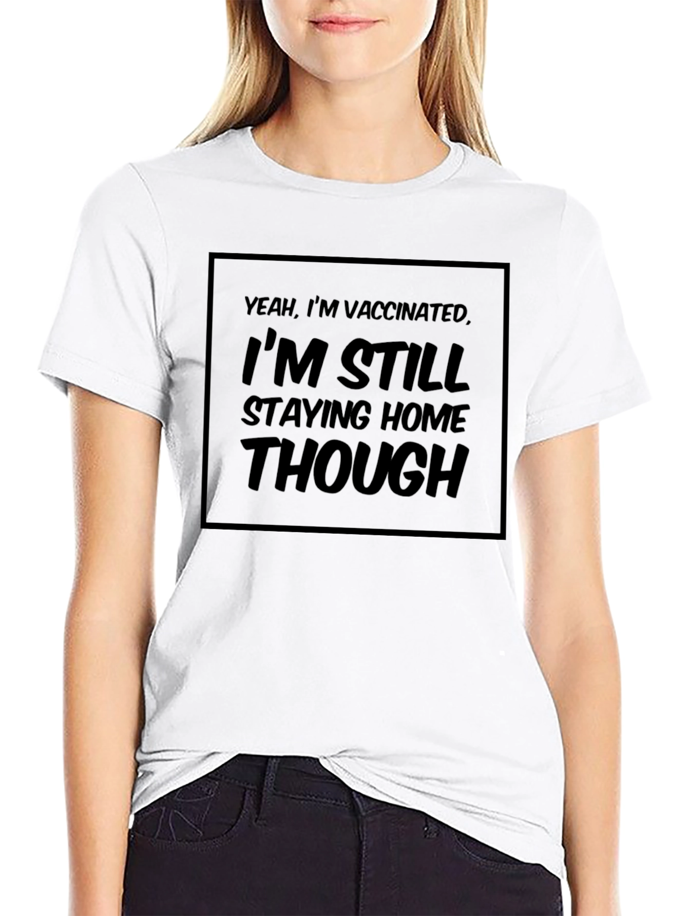 Vaccinated Staying Home Black Graphic Tee