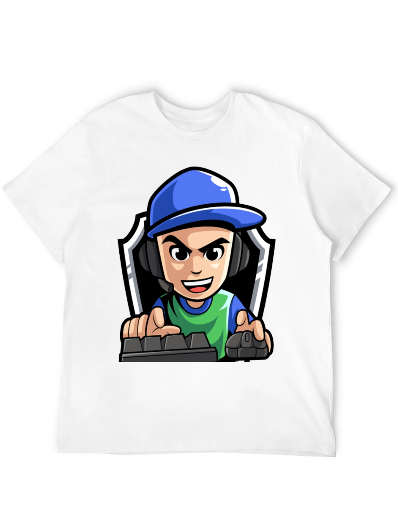 Gamer Cartoon Graphic Tee - Black Cotton T-Shirt