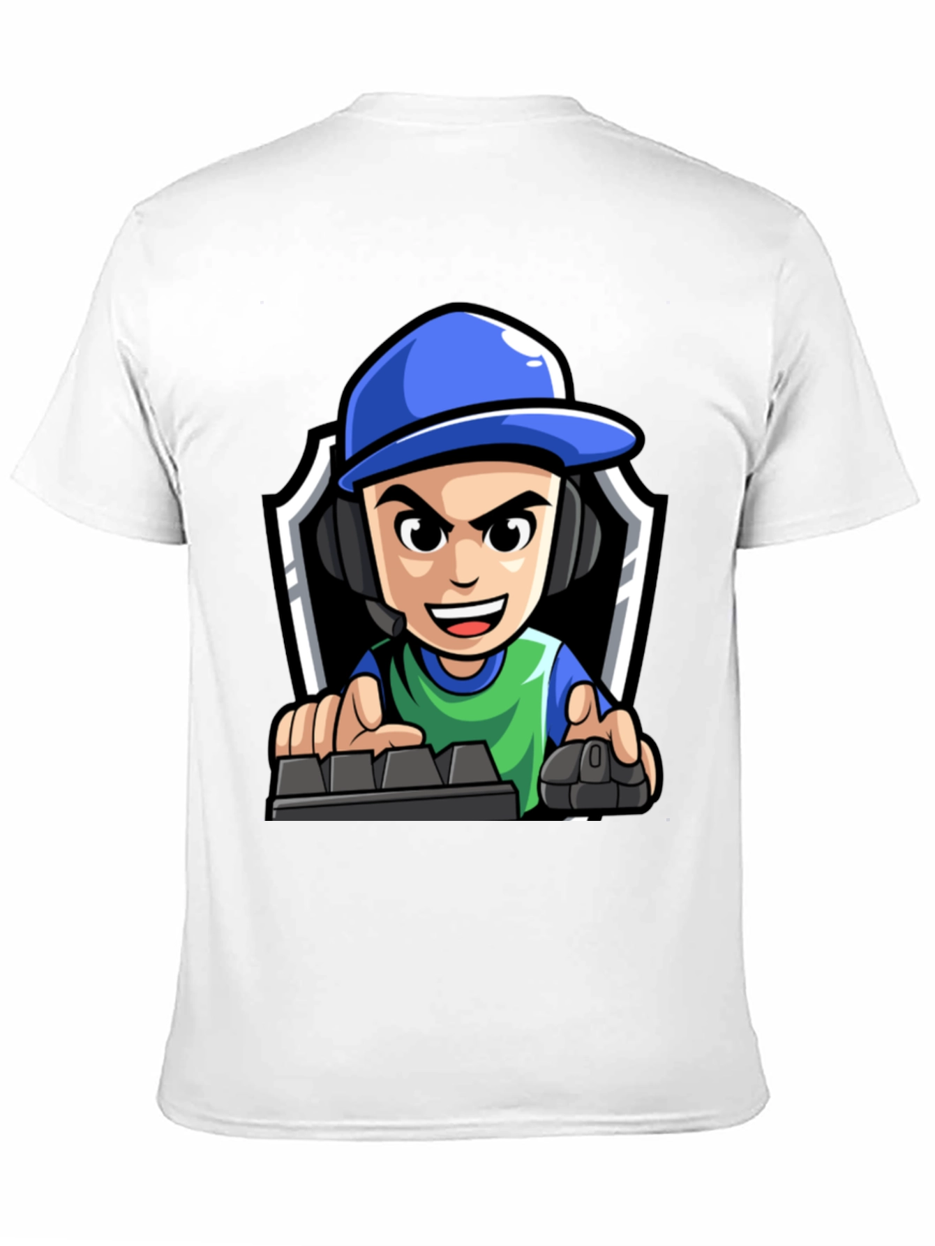 Gamer Cartoon Graphic Tee - Black Cotton T-Shirt