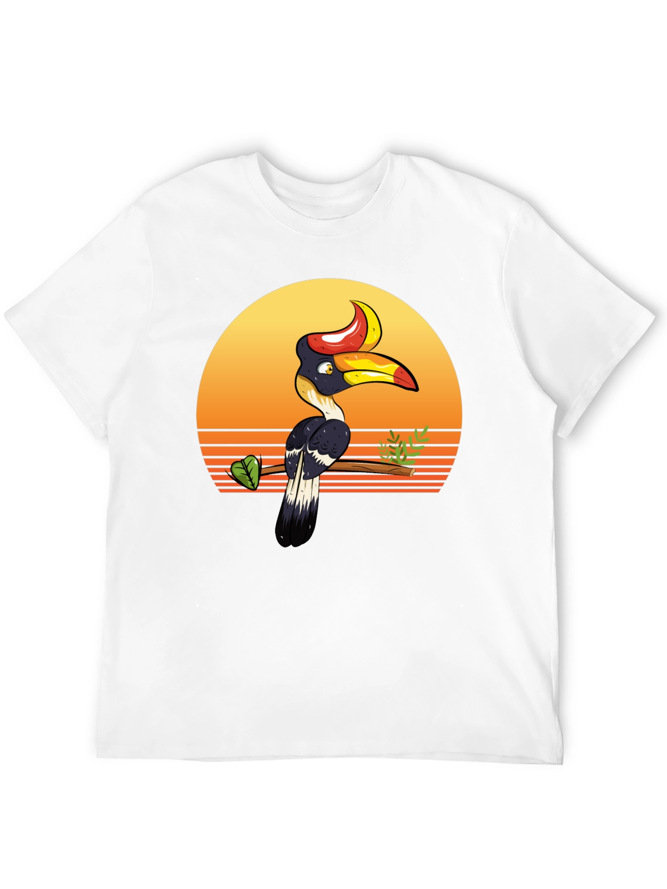 Tropical Hornbill Sunset Graphic Tee