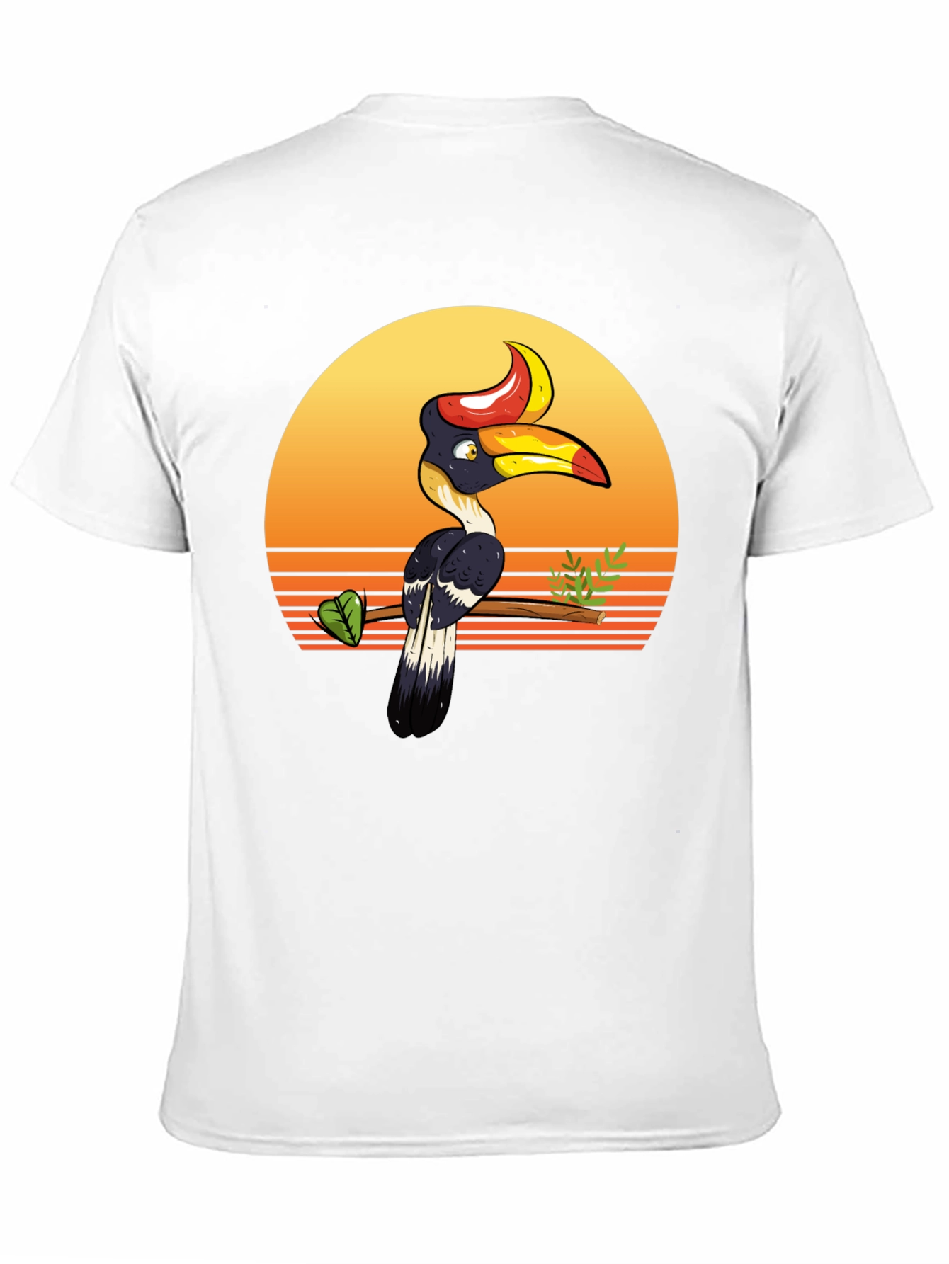 Tropical Hornbill Sunset Graphic Tee