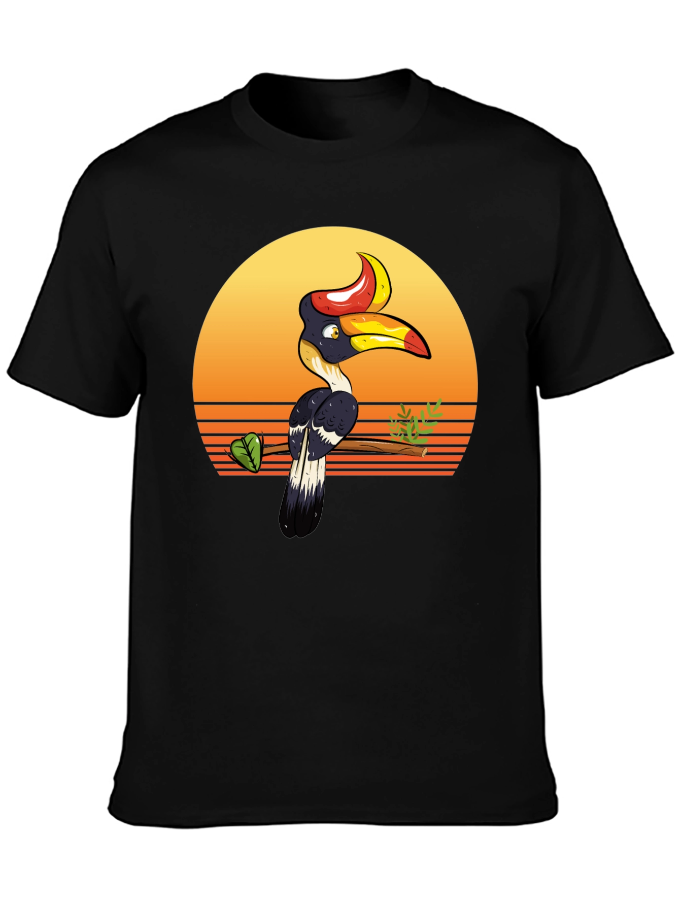 Tropical Hornbill Sunset Graphic Tee
