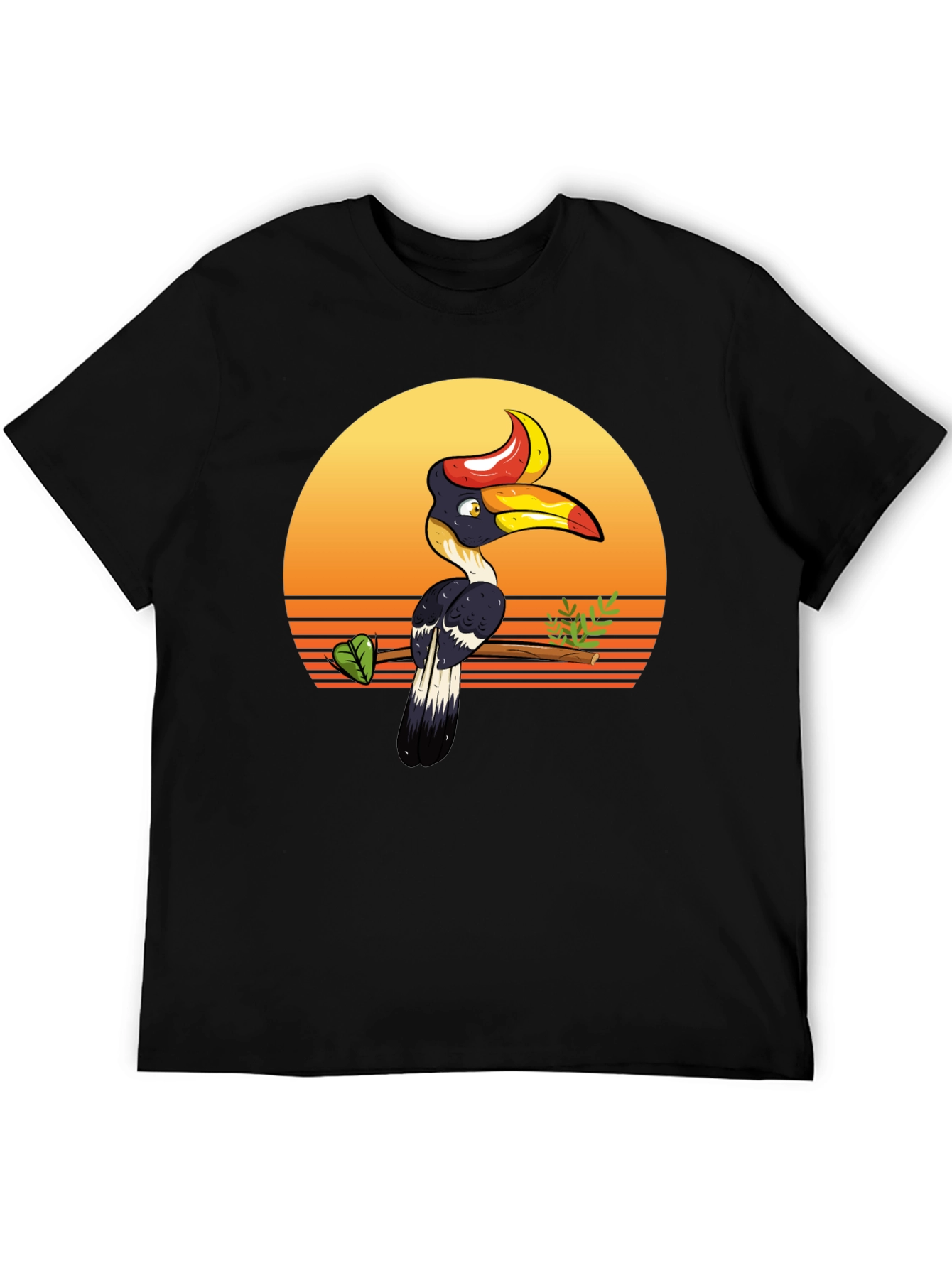 Tropical Hornbill Sunset Graphic Tee