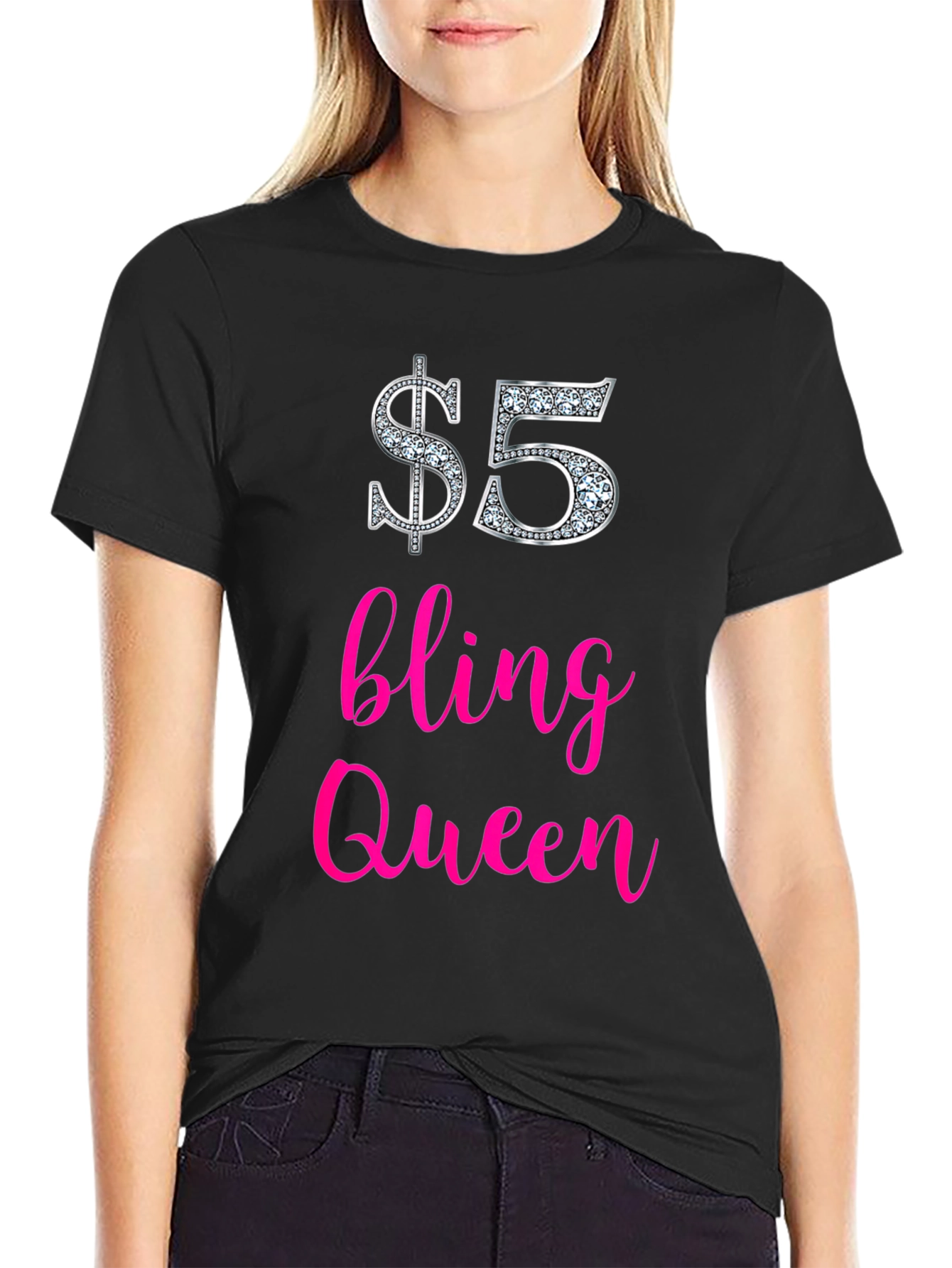 $5 Bling Queen Graphic Tee - Statement T-Shirt