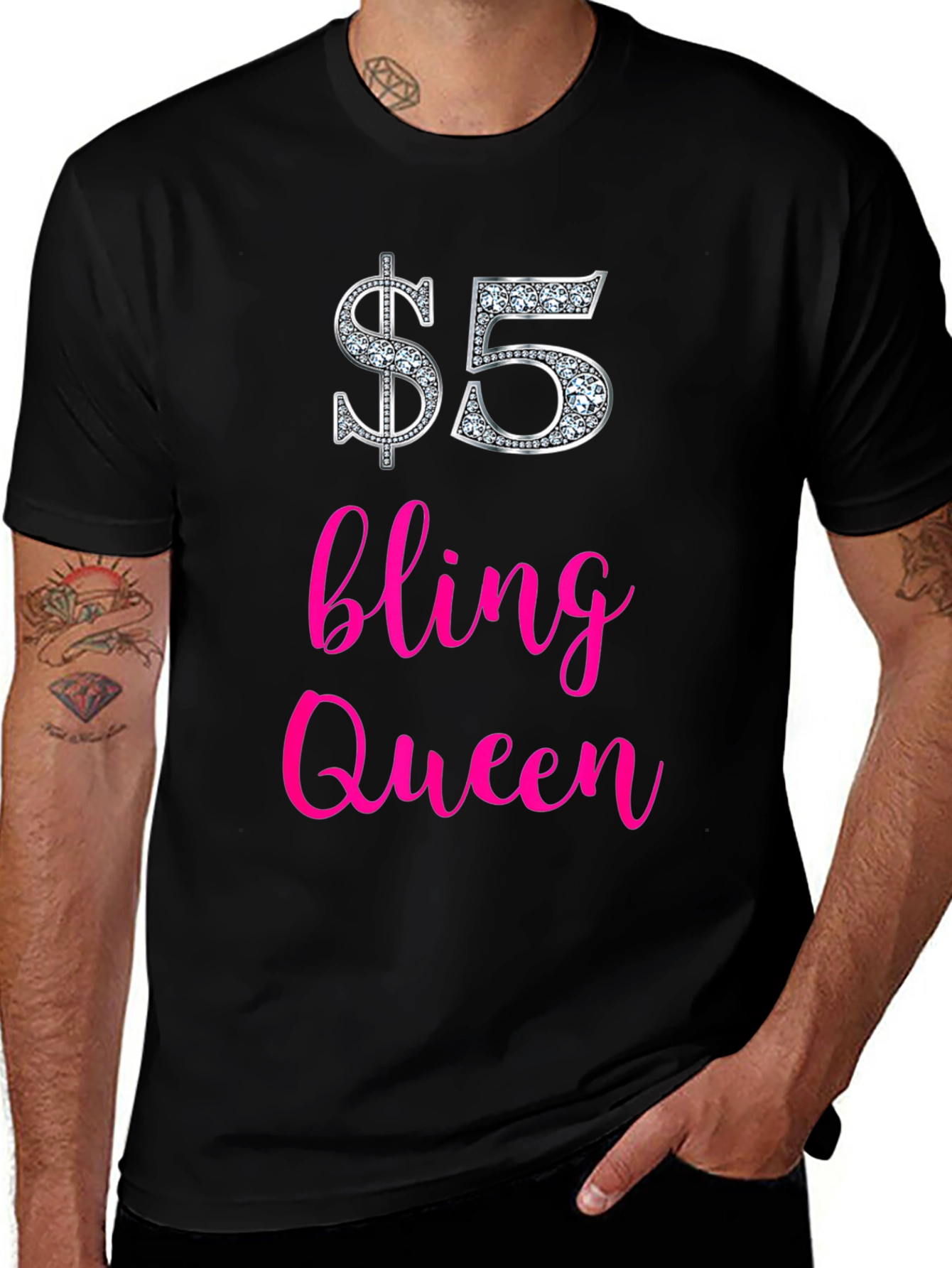 $5 Bling Queen Graphic Tee - Statement T-Shirt