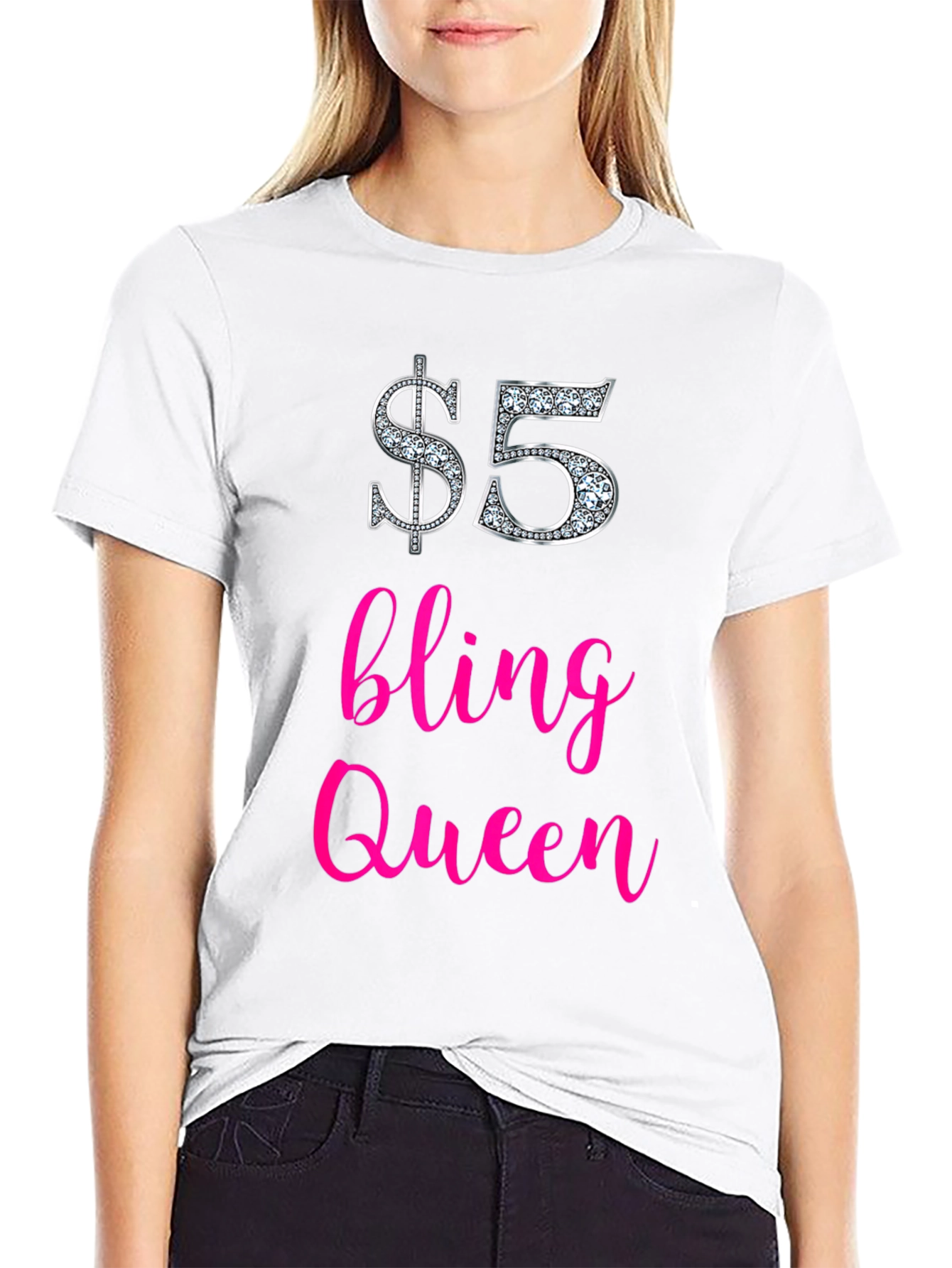 $5 Bling Queen Graphic Tee - Statement T-Shirt