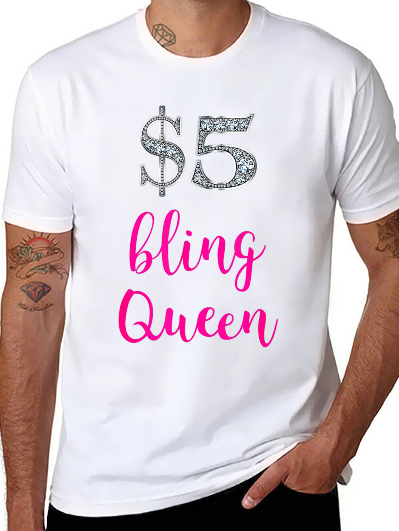$5 Bling Queen Graphic Tee - Statement T-Shirt