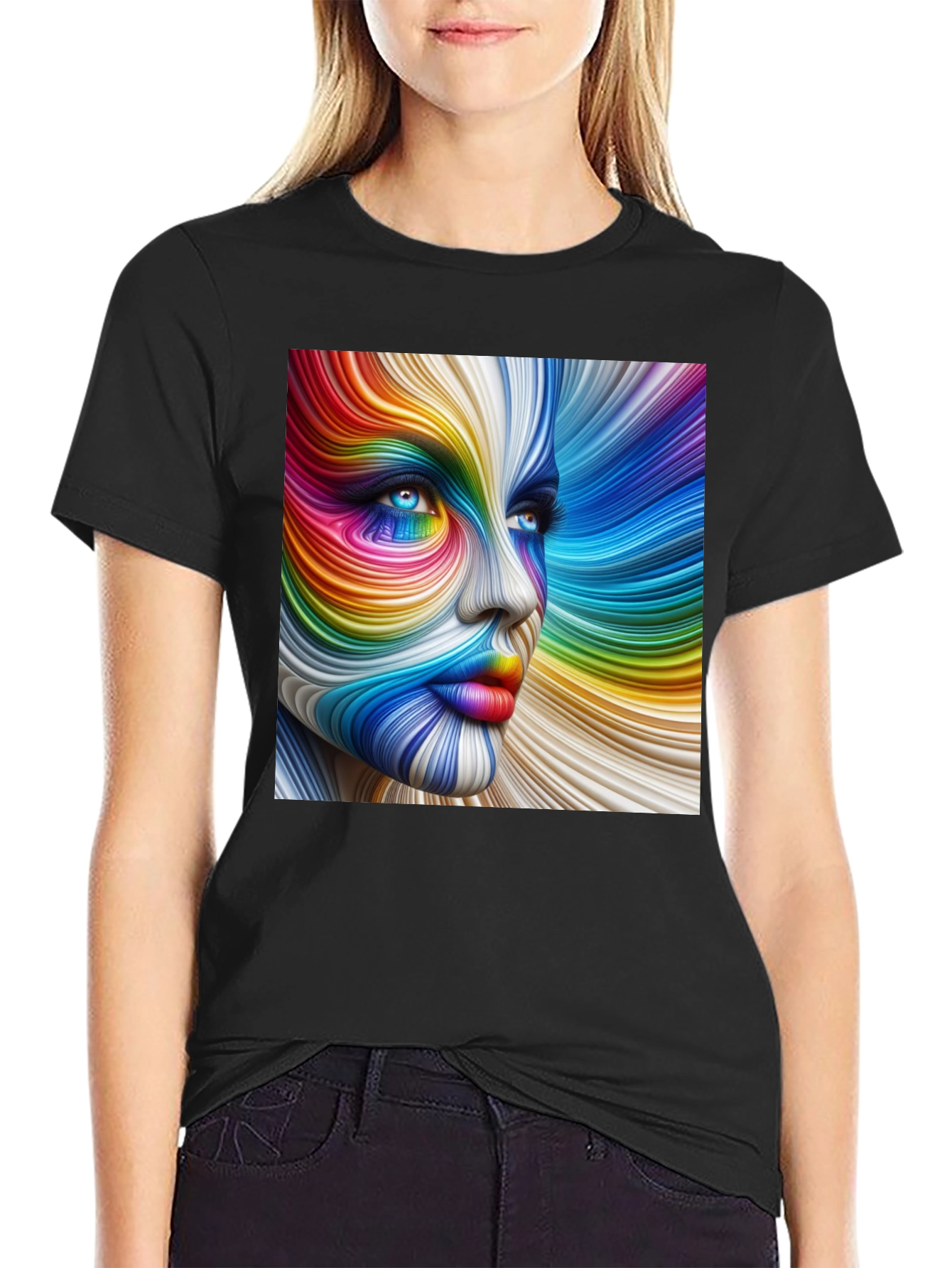 Rainbow Face Graphic T-Shirt - Vivid Art Tee