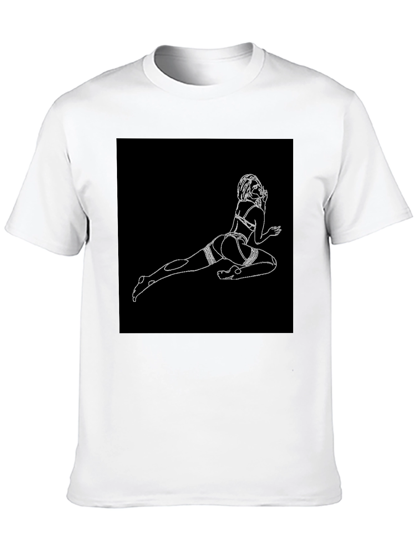 Black T-Shirt with Risque Line Art
