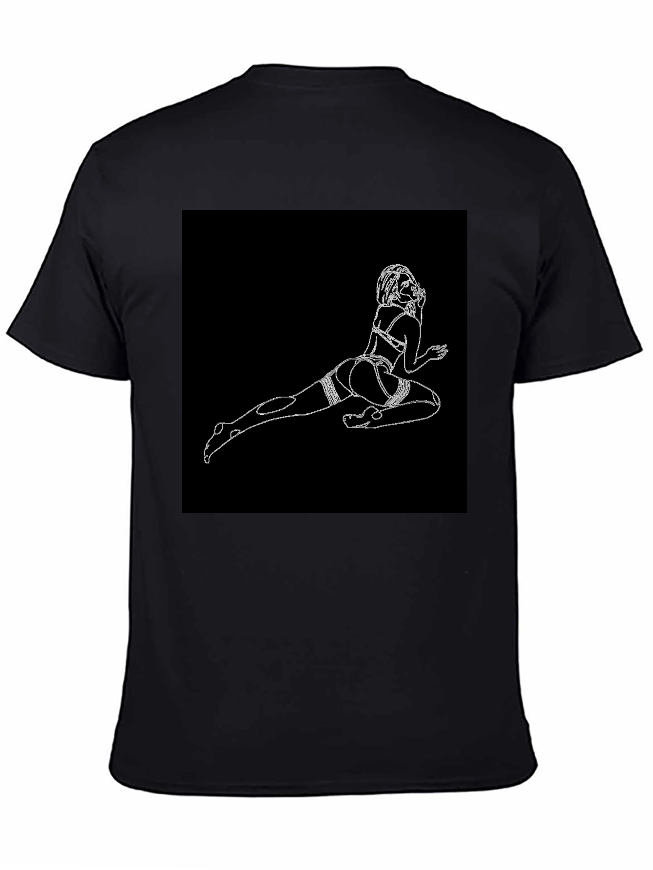 Black T-Shirt with Risque Line Art