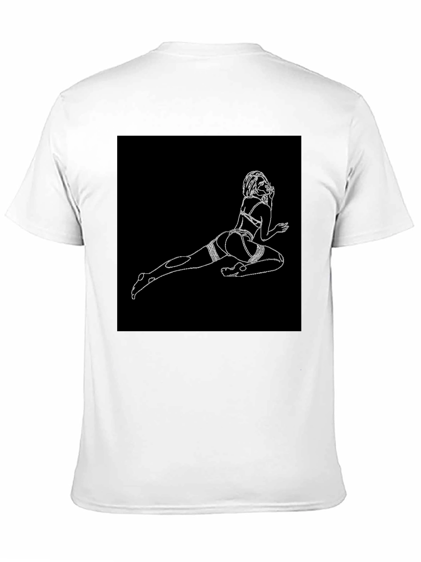 Black T-Shirt with Risque Line Art