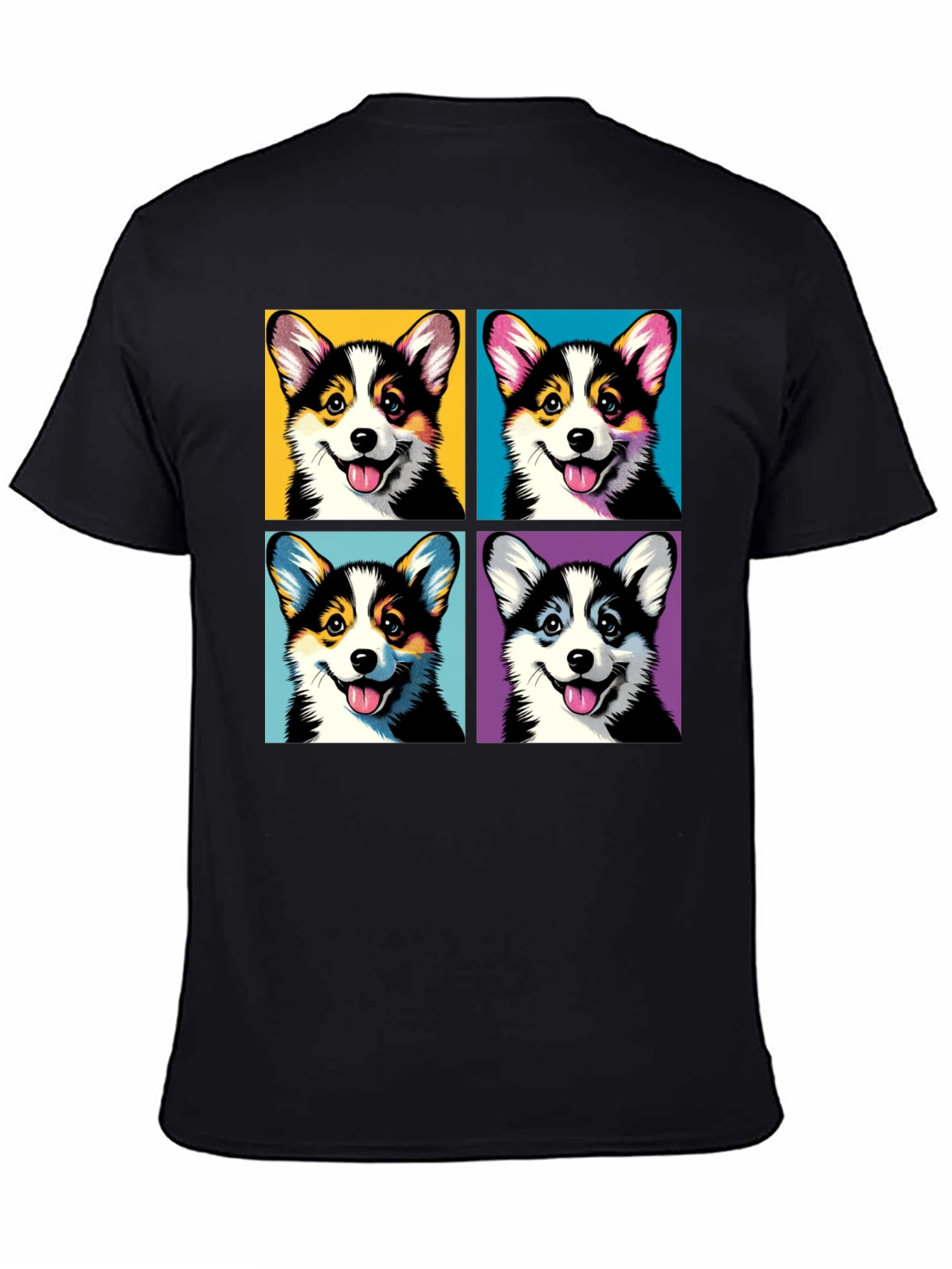 Corgi Pop Art Black T-Shirt