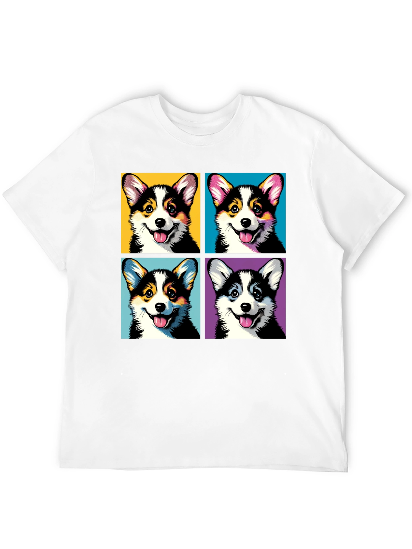 Corgi Pop Art Black T-Shirt