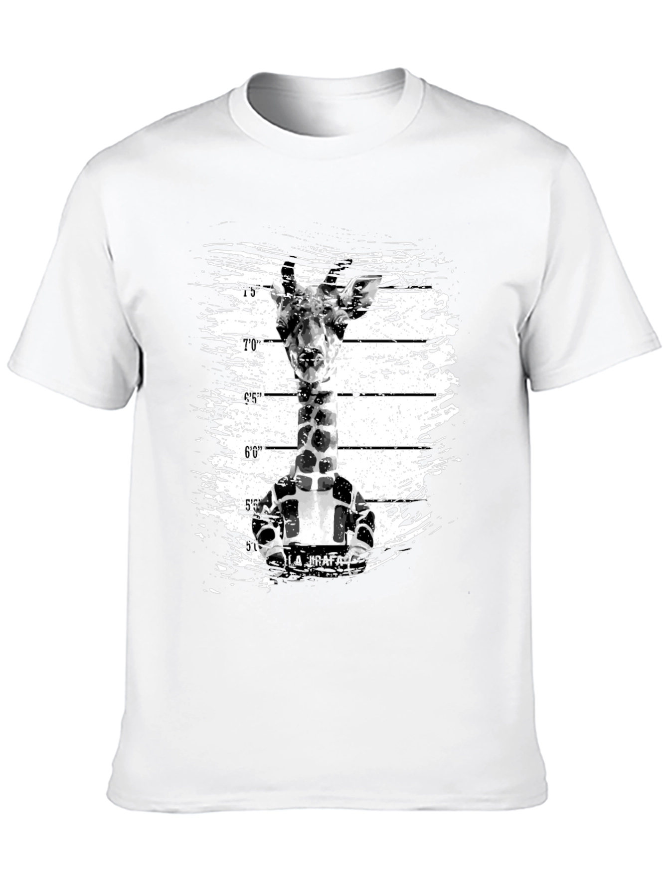 Funny Giraffe Mugshot Graphic Tee - Black