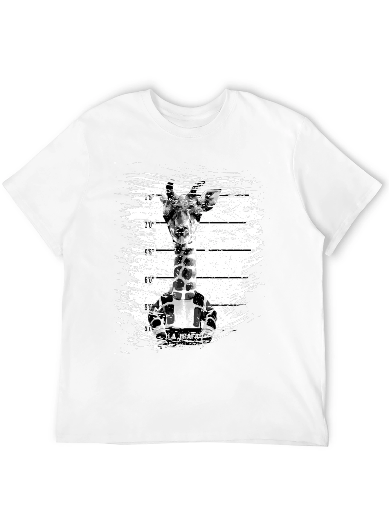 Funny Giraffe Mugshot Graphic Tee - Black