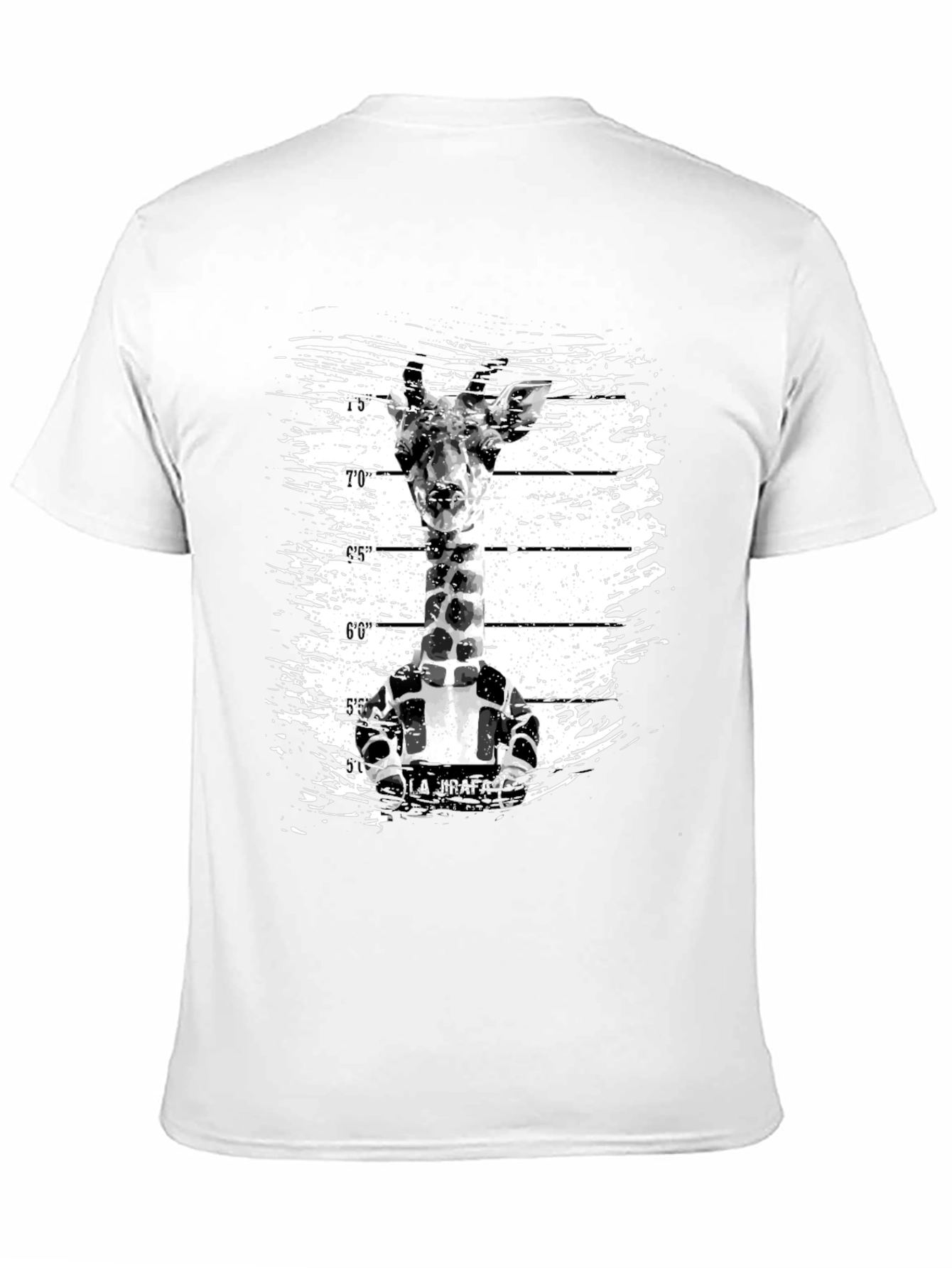 Funny Giraffe Mugshot Graphic Tee - Black
