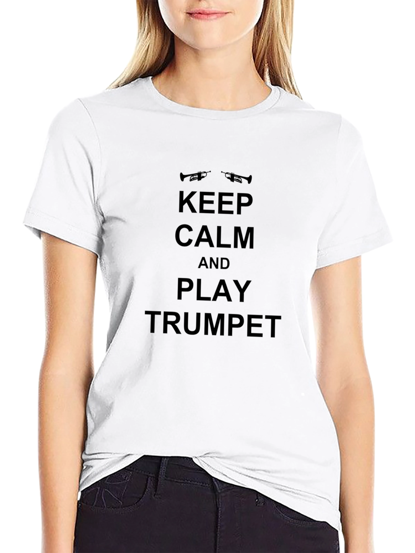 Keep Calm and Play Trumpet Black T-Shirt