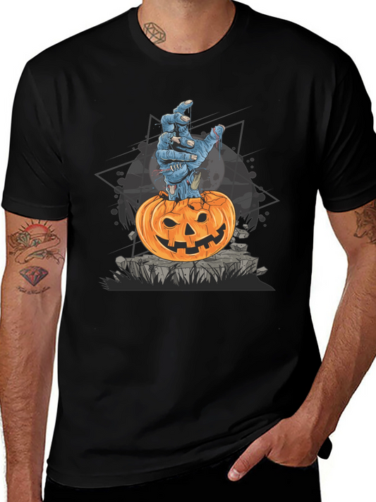 Zombie Hand Pumpkin Graphic Tee - Halloween Shirt