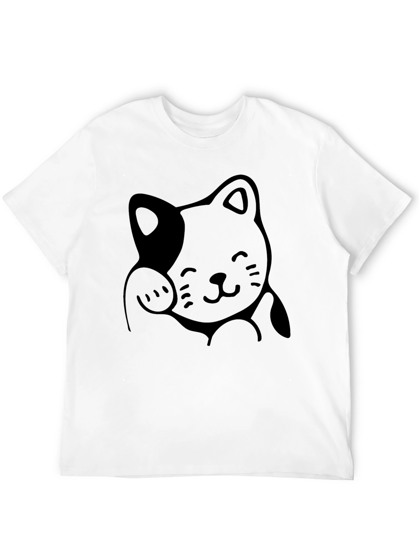 Lucky Cat Graphic Tee - Black Cotton Comfort