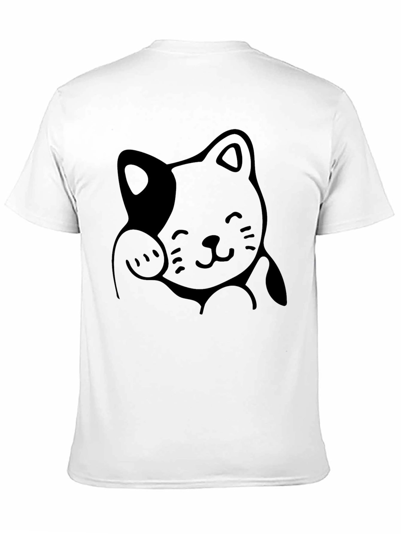 Lucky Cat Graphic Tee - Black Cotton Comfort