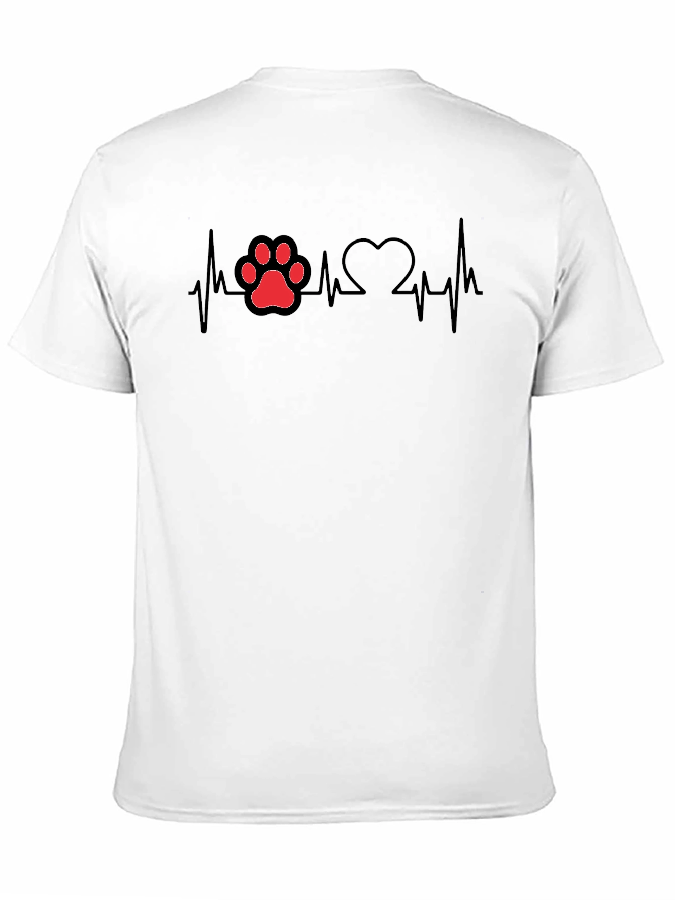 Dog Paw Heartbeat T-Shirt - Black Cotton Tee