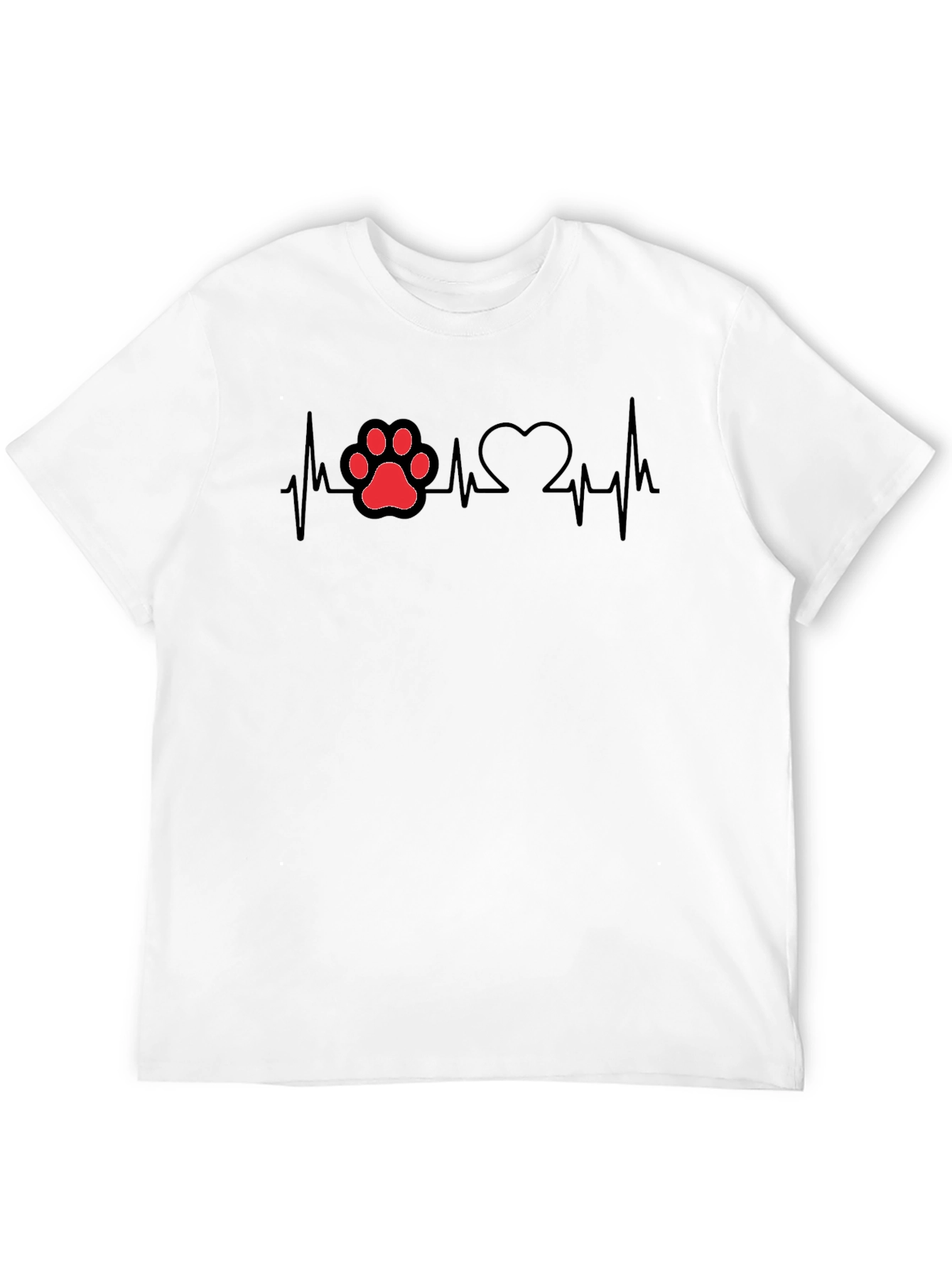 Dog Paw Heartbeat T-Shirt - Black Cotton Tee