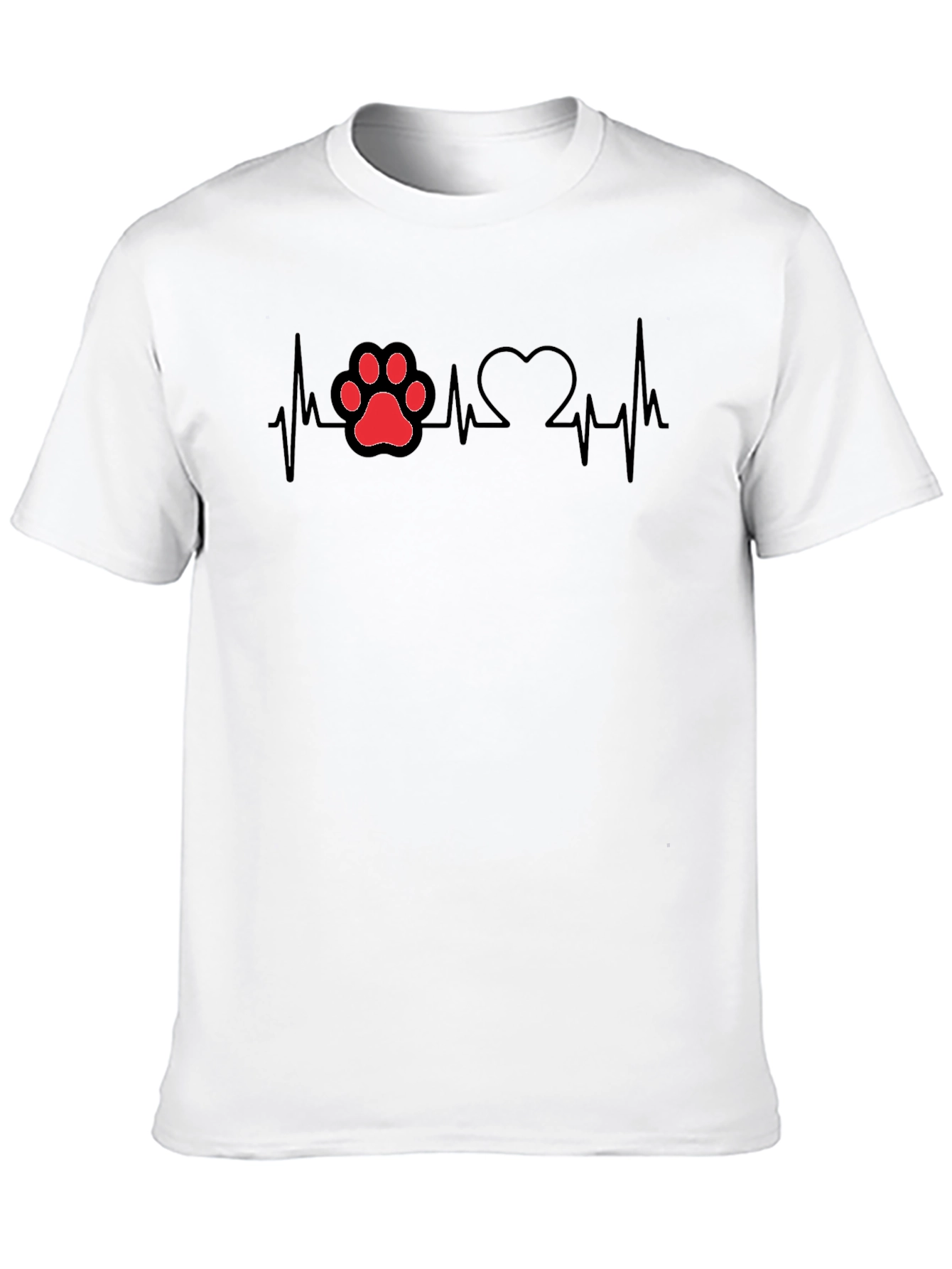 Dog Paw Heartbeat T-Shirt - Black Cotton Tee