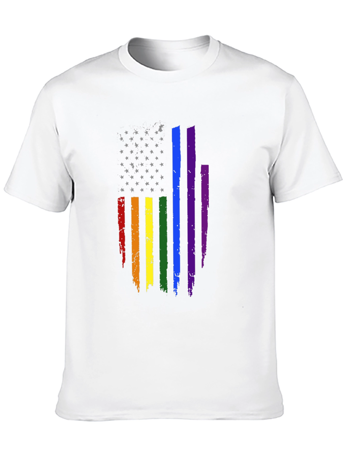 Pride Flag Distressed Tee - Black