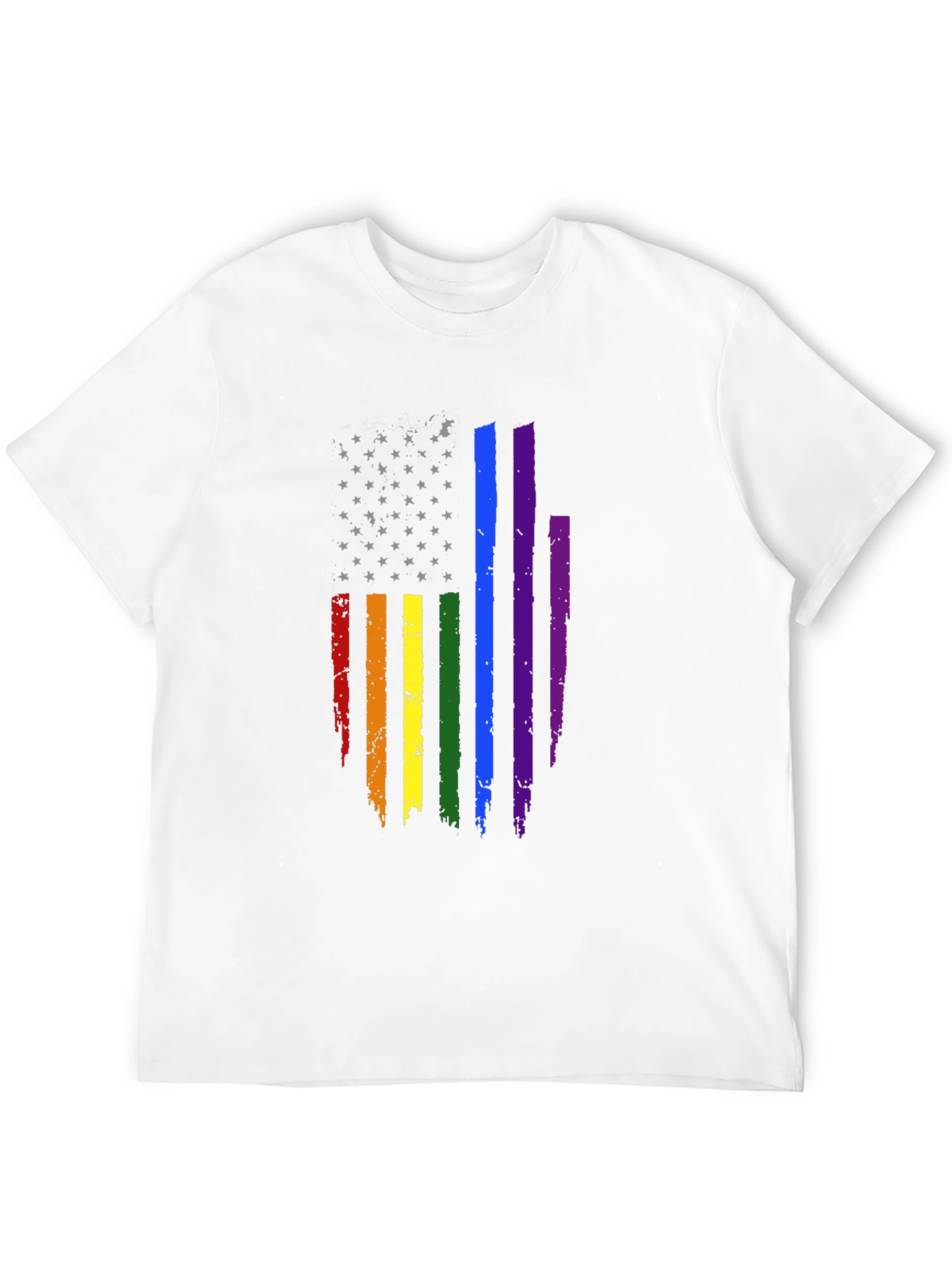 Pride Flag Distressed Tee - Black