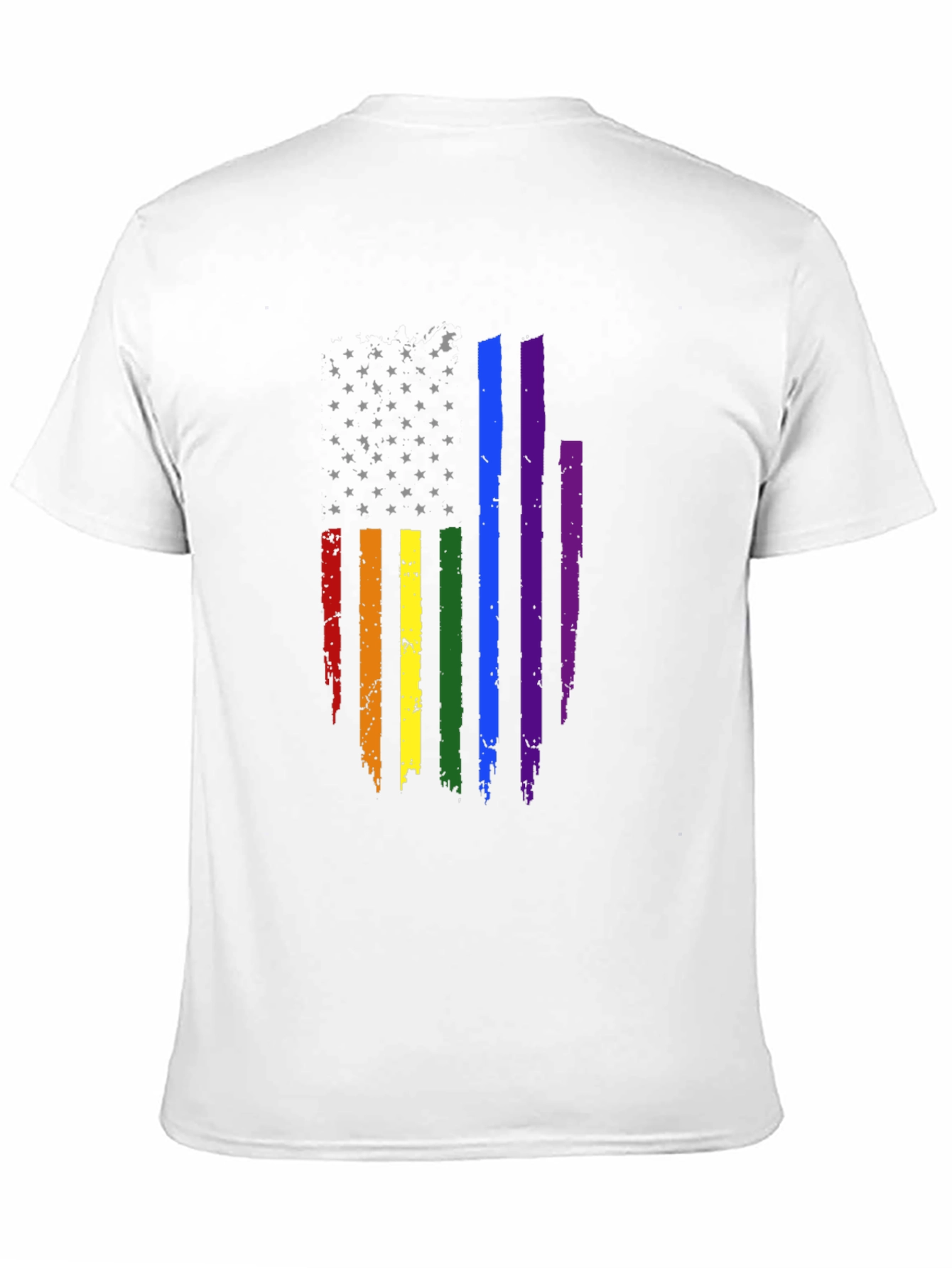 Pride Flag Distressed Tee - Black