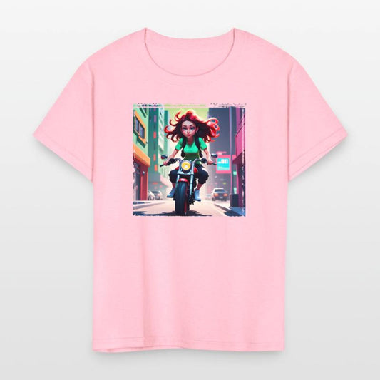 AI Girl on Streetbike in City - Trendy Girl Shirts
