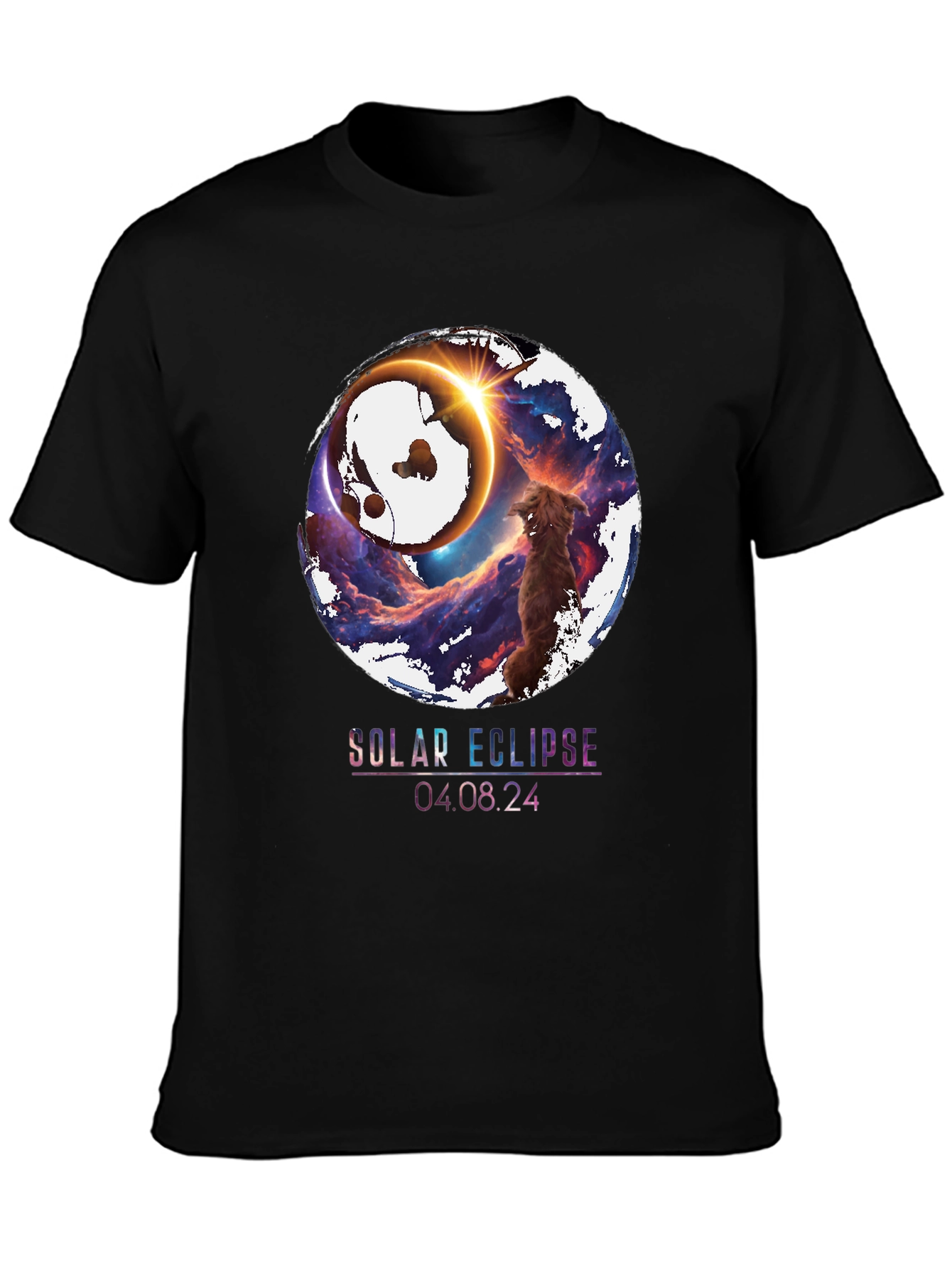 Solar Eclipse Dog Graphic Tee - April 8 2024