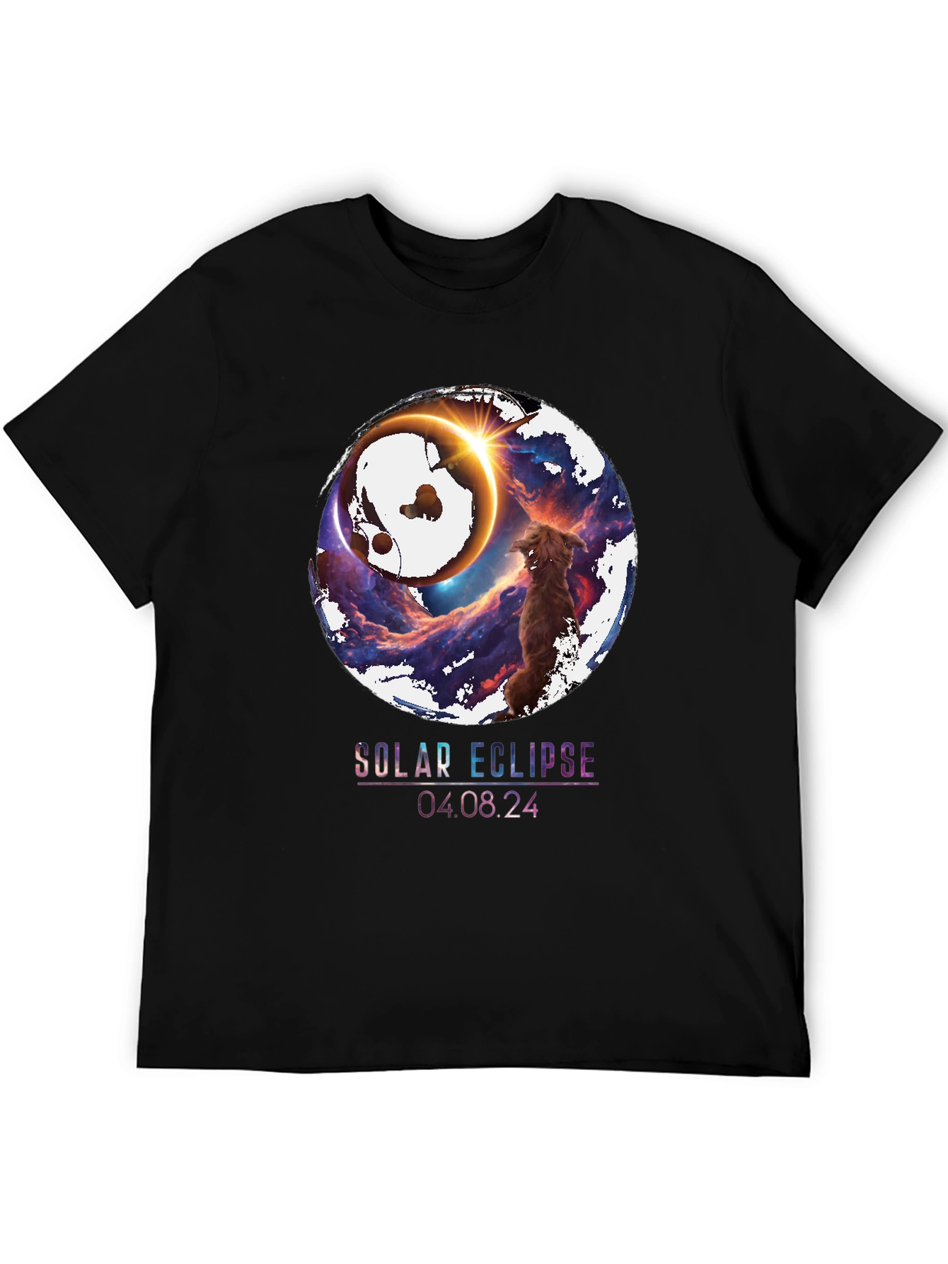 Solar Eclipse Dog Graphic Tee - April 8 2024
