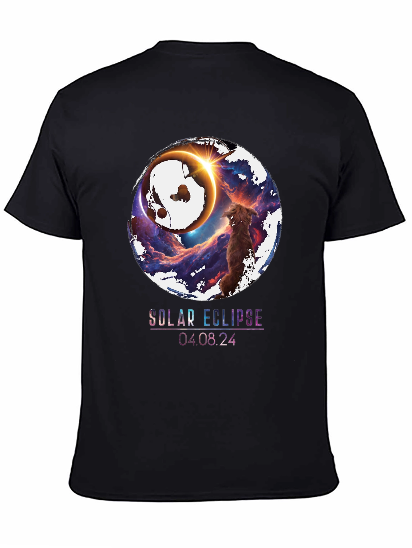 Solar Eclipse Dog Graphic Tee - April 8 2024