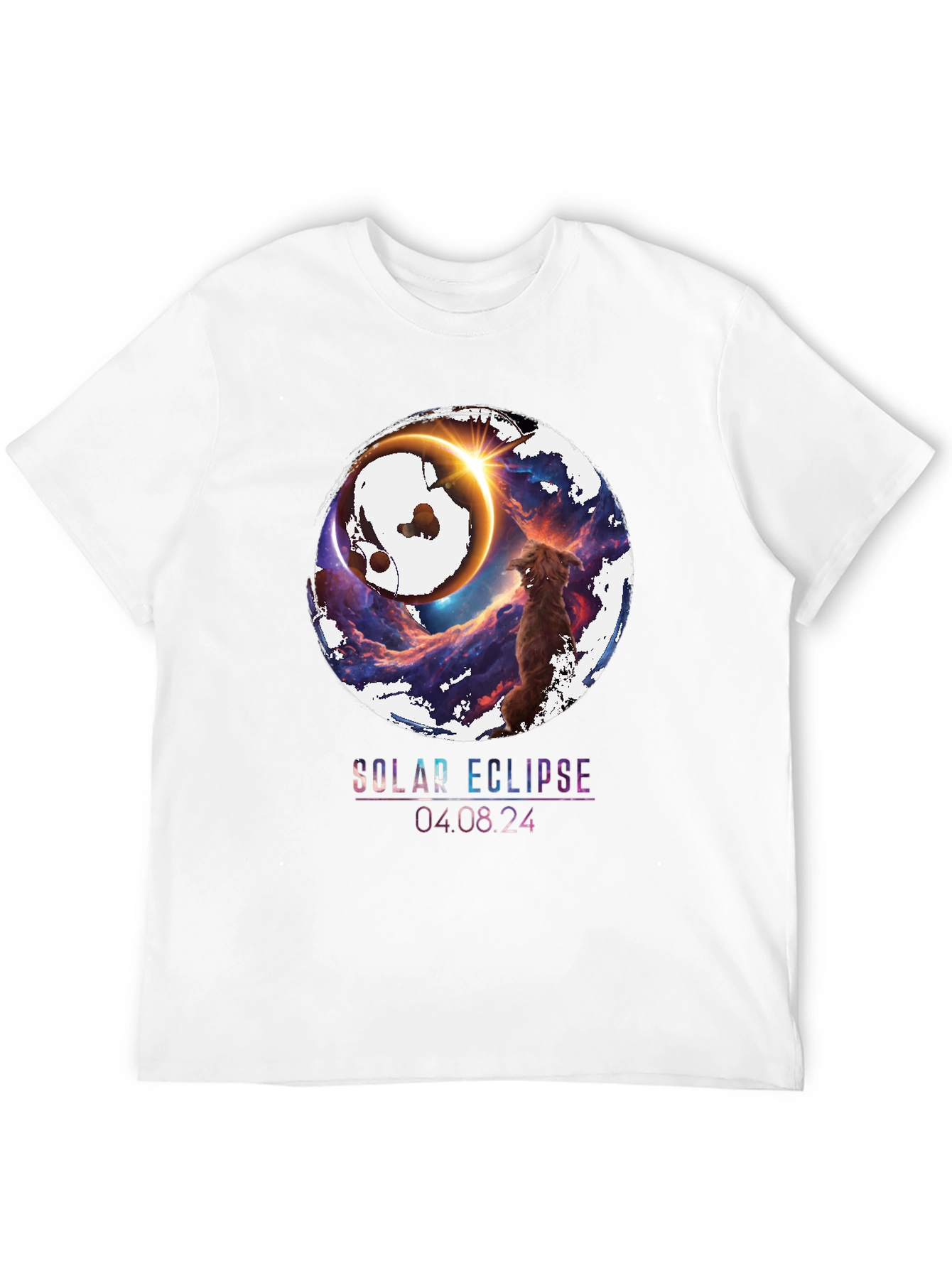 Solar Eclipse Dog Graphic Tee - April 8 2024