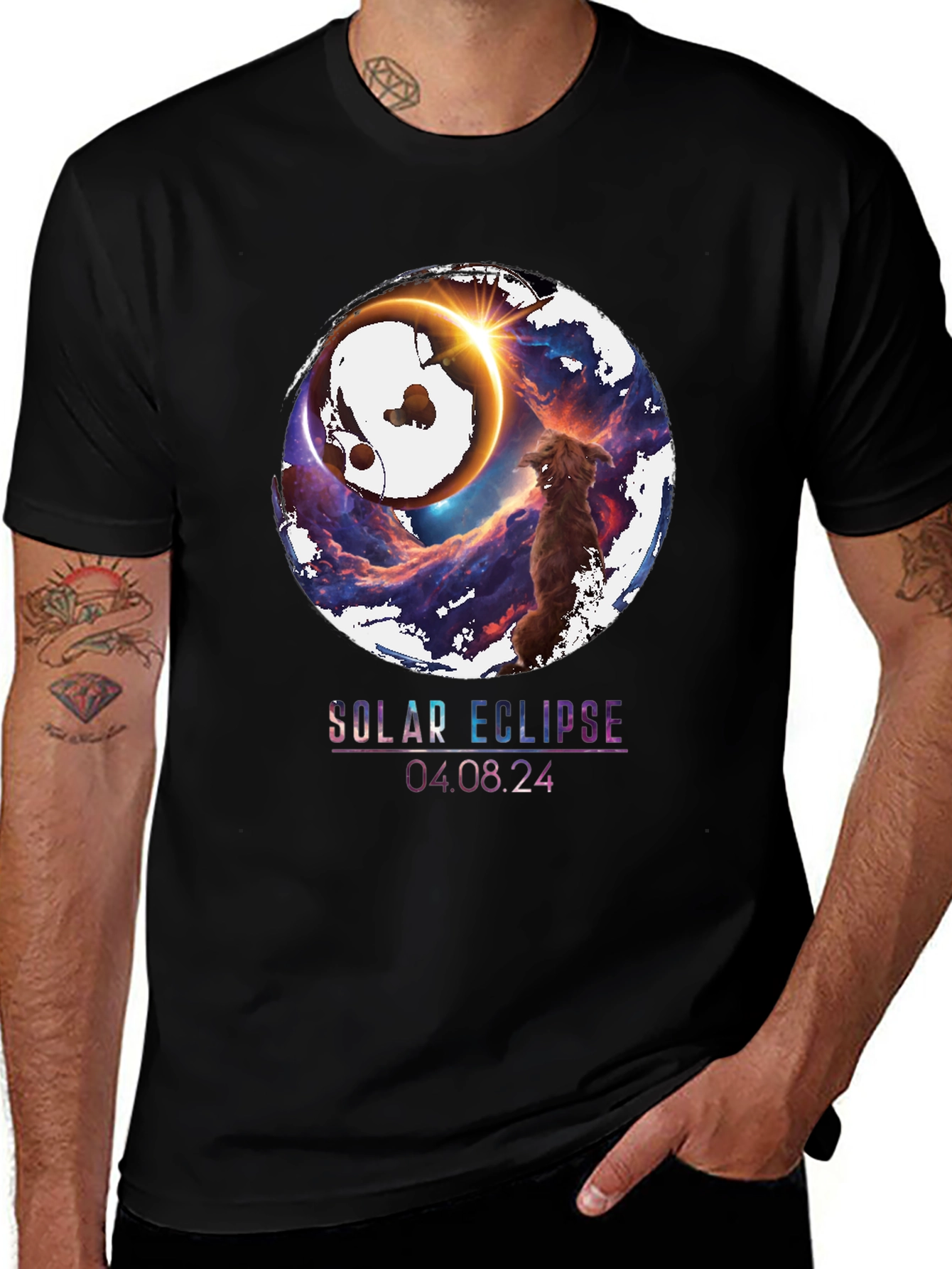 Solar Eclipse Dog Graphic Tee - April 8 2024
