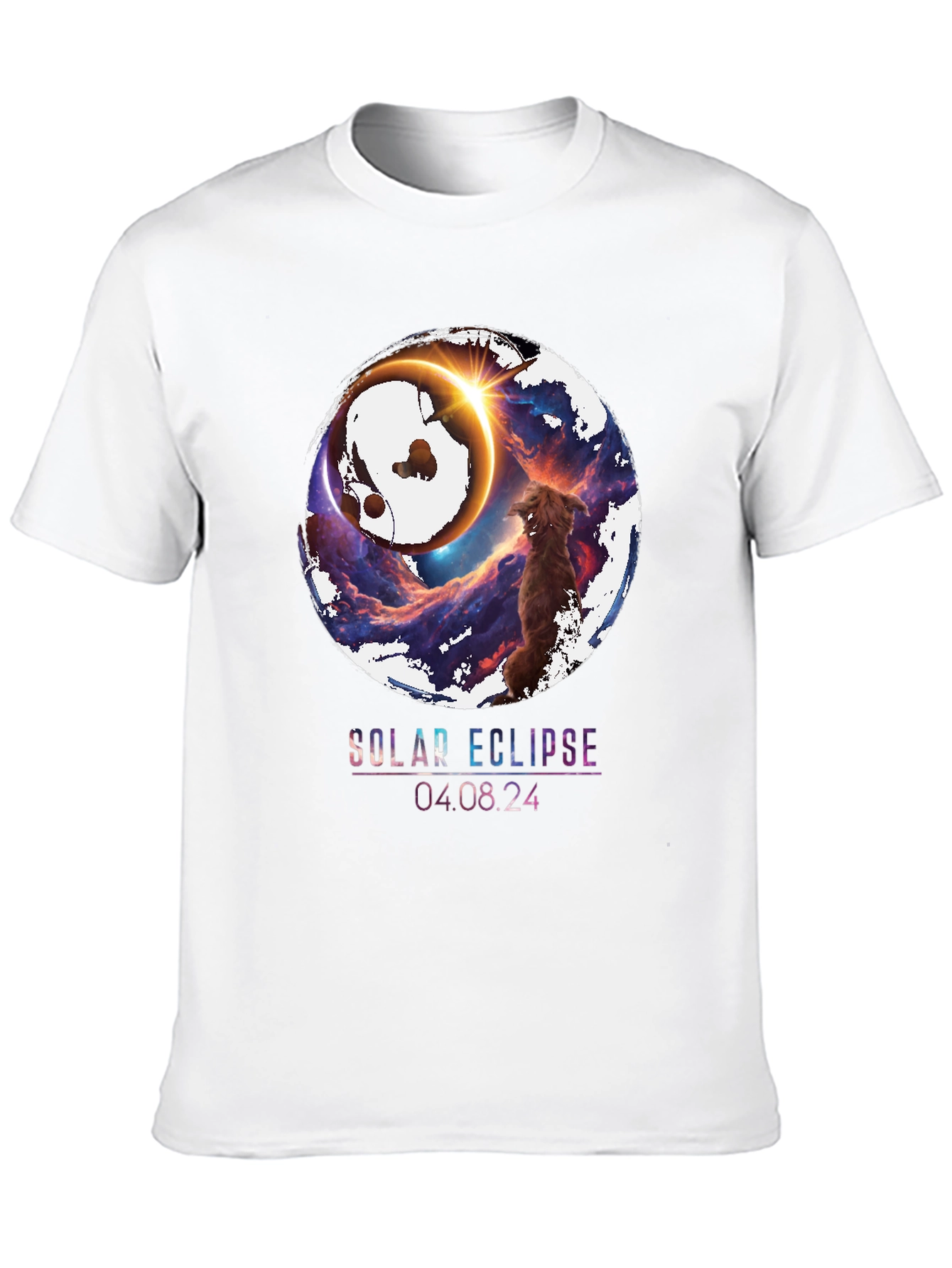 Solar Eclipse Dog Graphic Tee - April 8 2024
