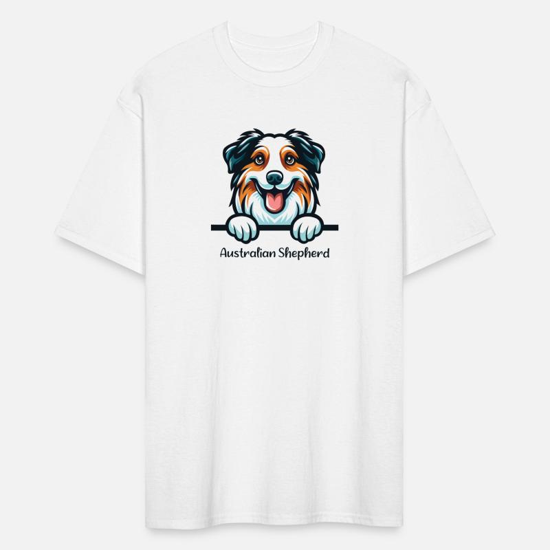 Australian Shepherd Peeking Face T-shirt Design