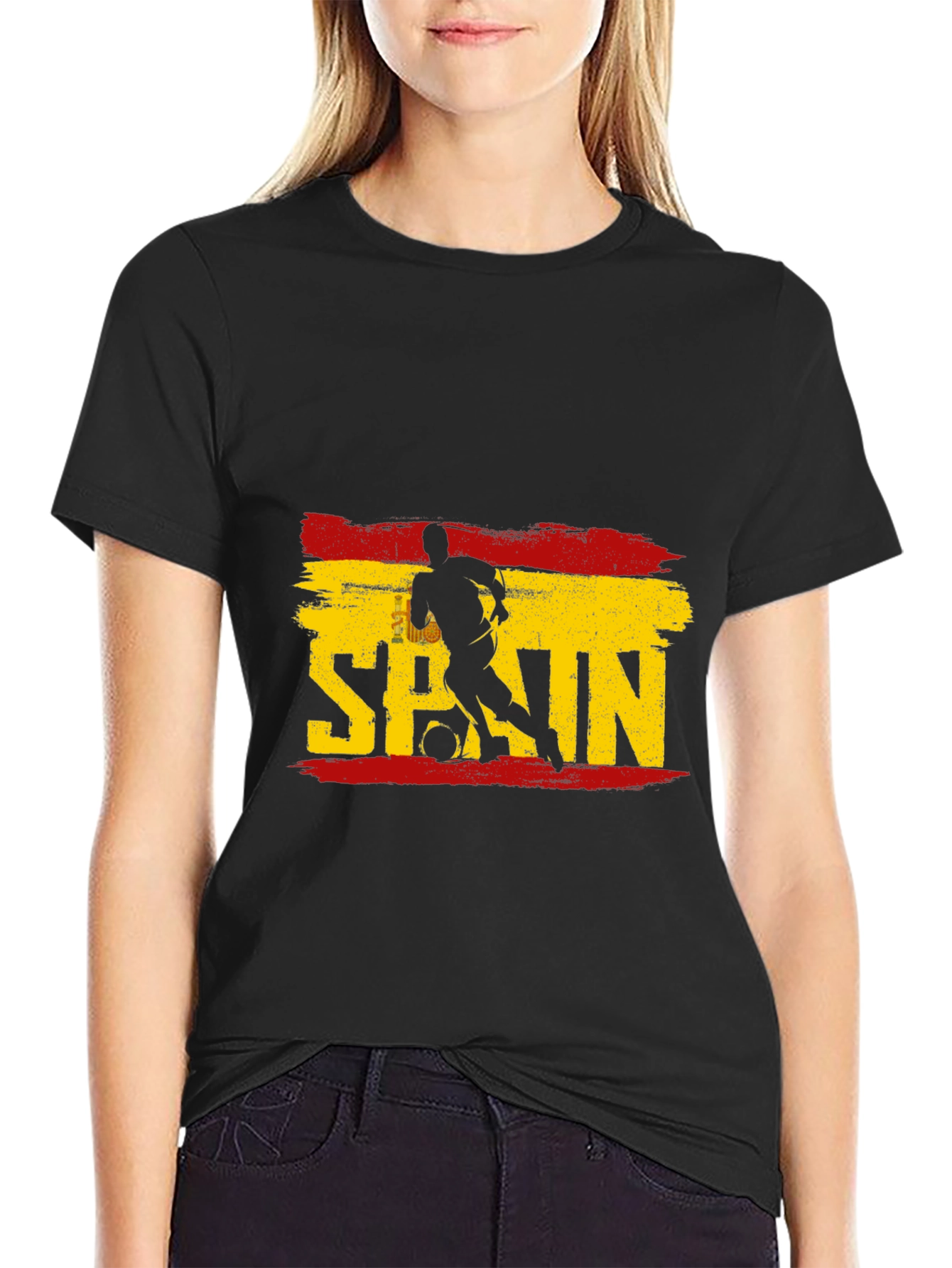 Spain Soccer Graphic T-Shirt - Black