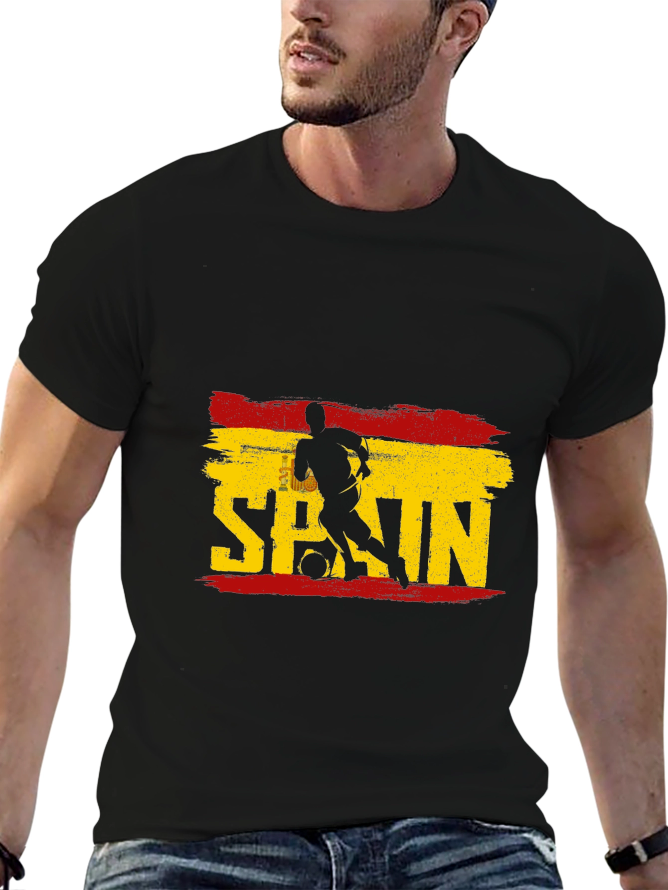 Spain Soccer Graphic T-Shirt - Black