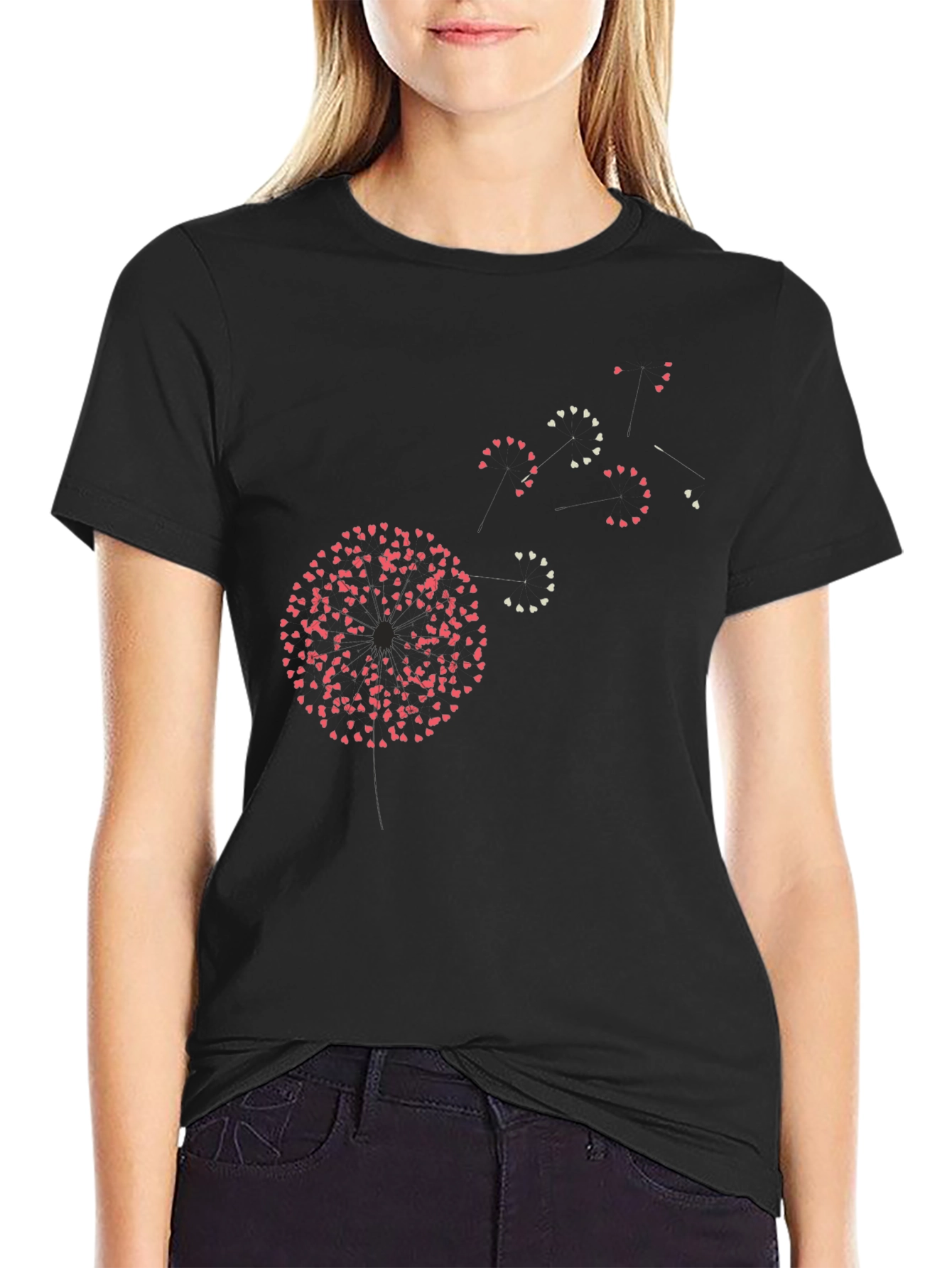 Heart Dandelion Black Graphic Tee