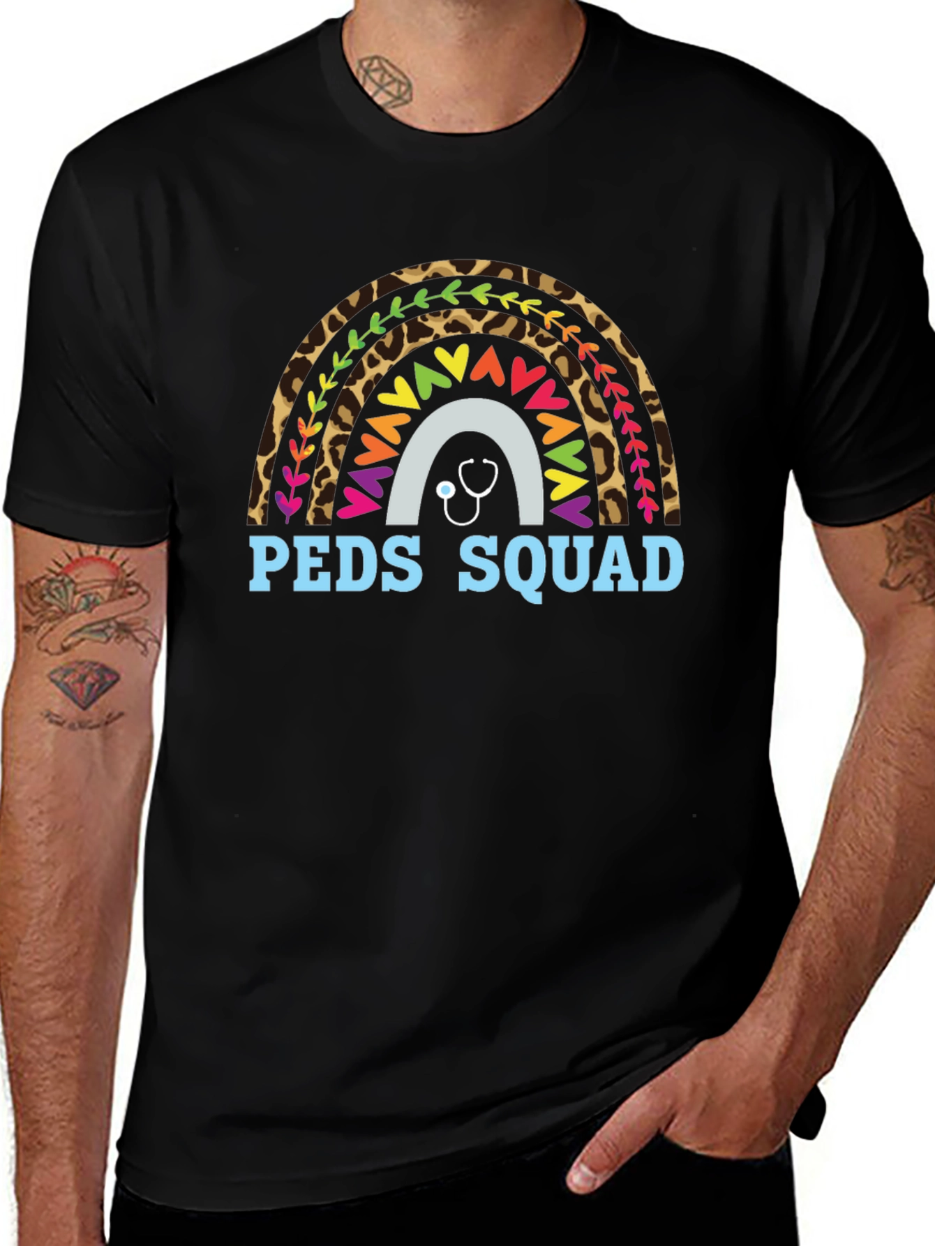 Peds Squad Rainbow Stethoscope T-Shirt