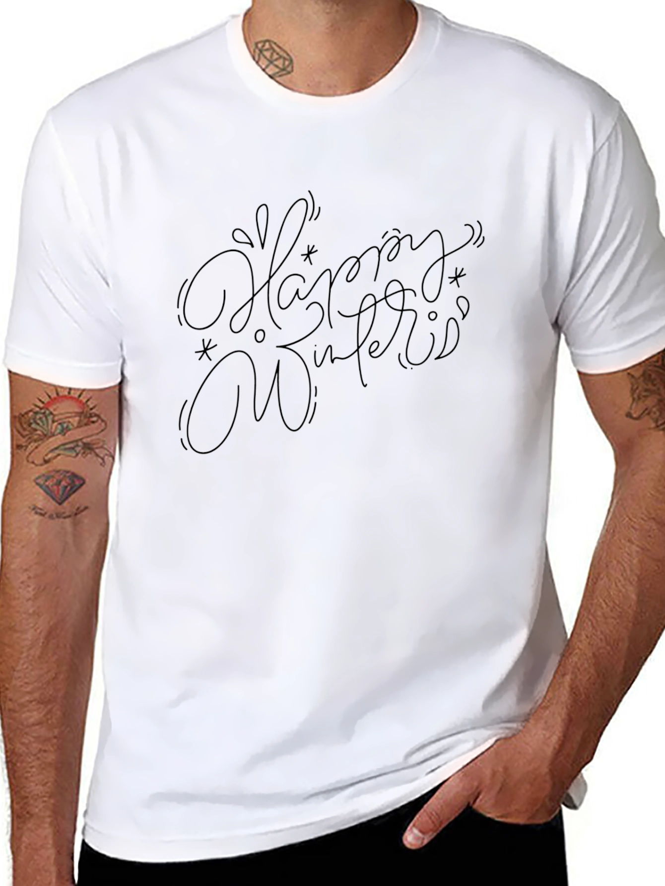 Happy Winter T-Shirt - Stylish Black Tee