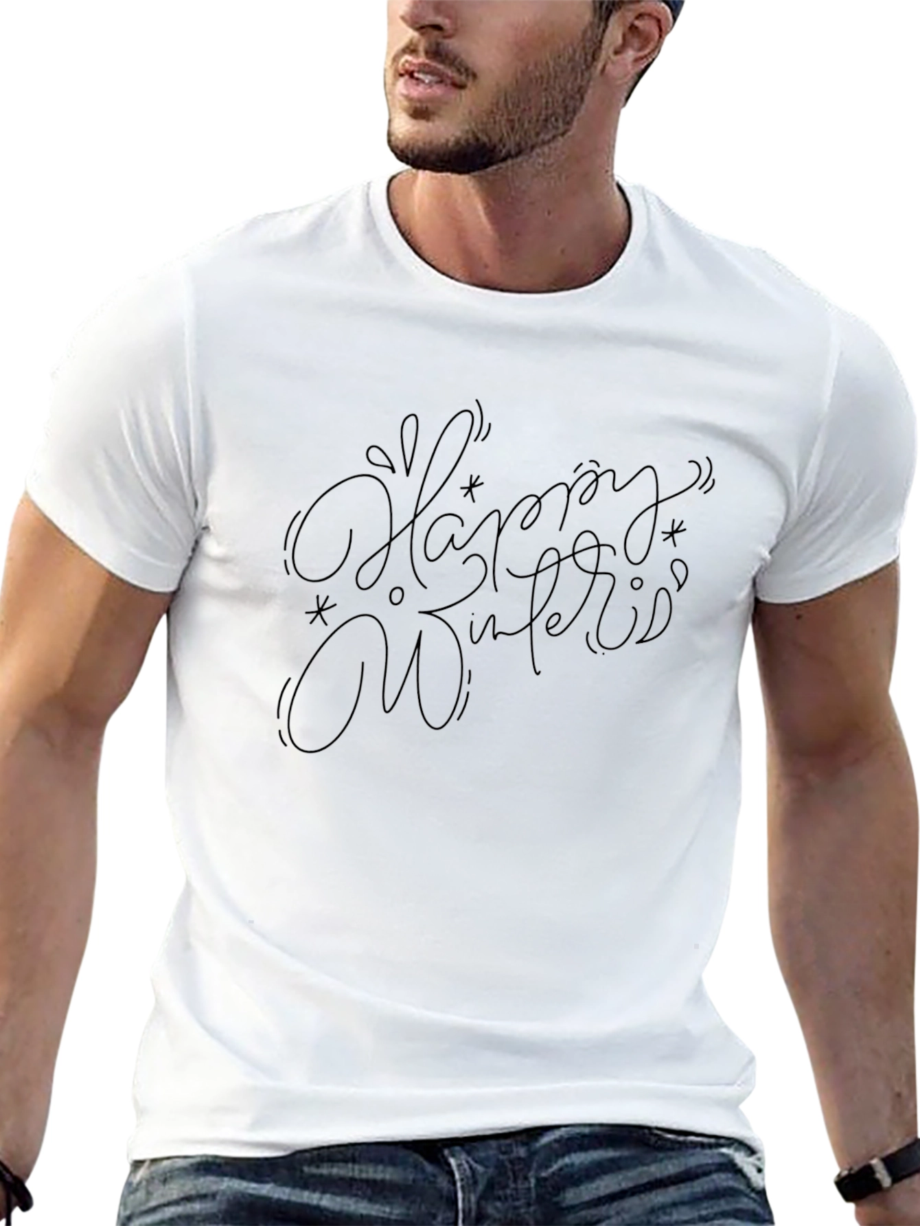 Happy Winter T-Shirt - Stylish Black Tee